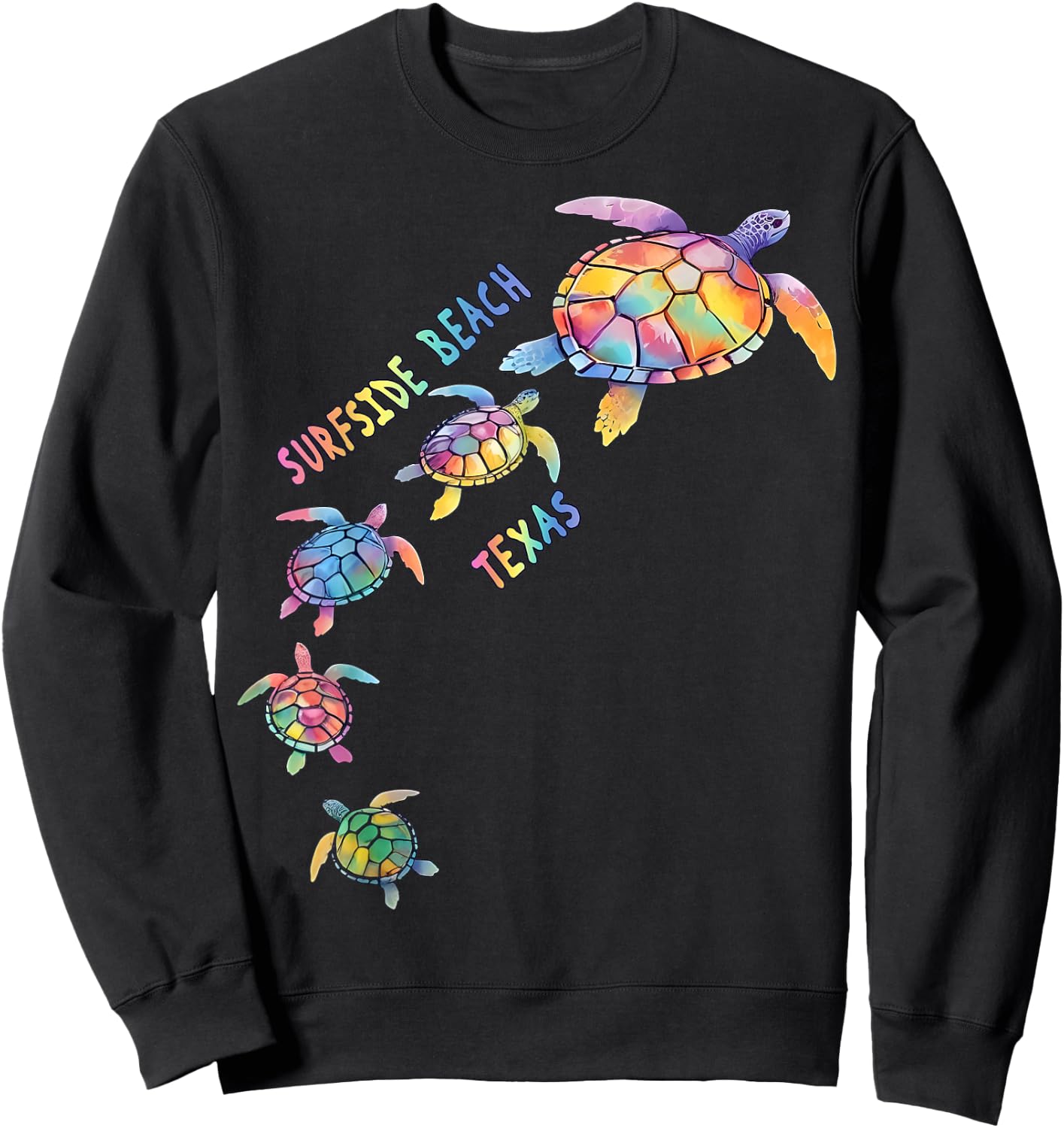 Surfside Beach Texas Sea Turtle Lover Beach Men Women Kids Sweatshirt - Sweatshirt | Black
