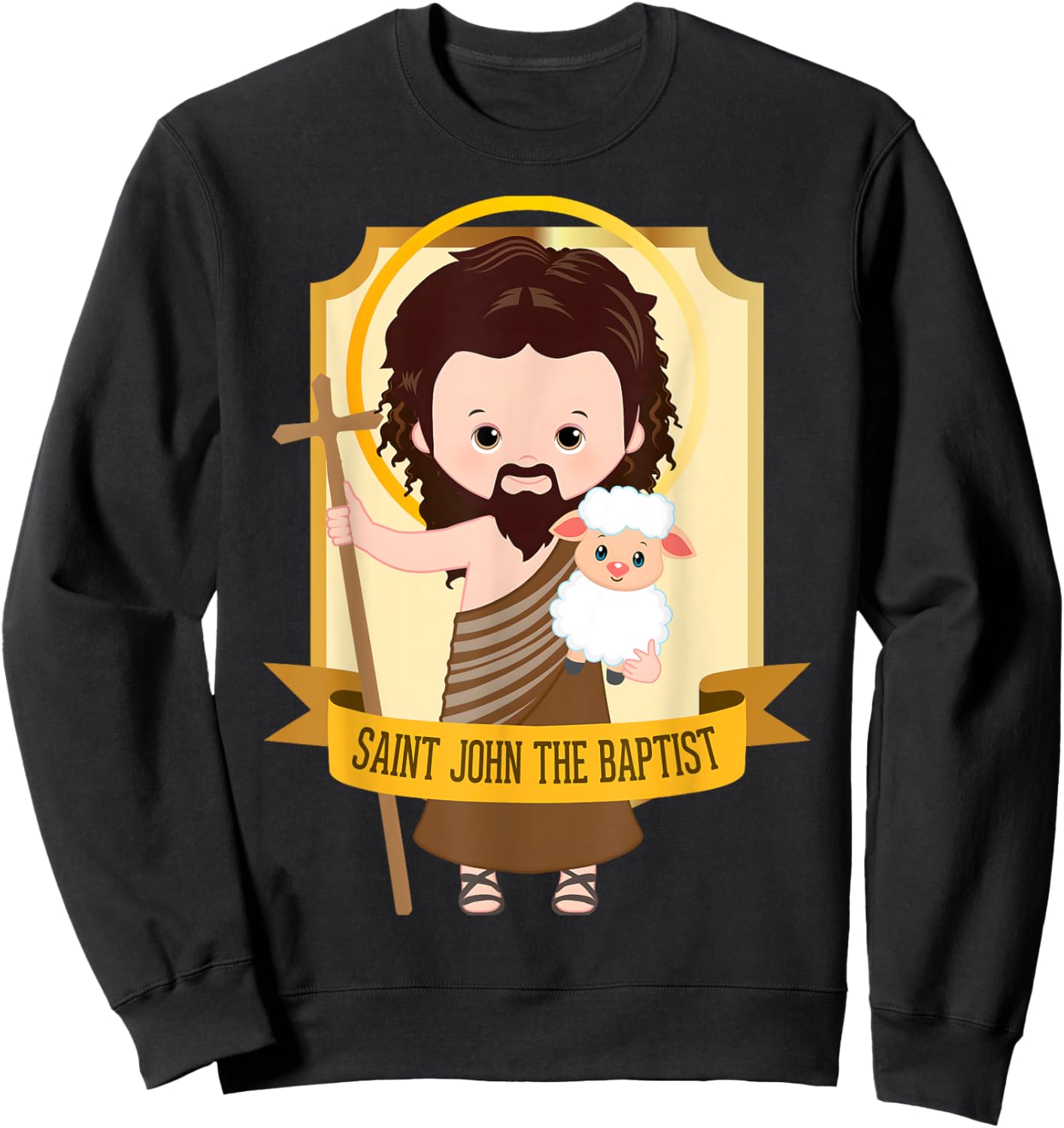 Saint John the Baptist Bible Gospel Cute Catholic Saint Kids Sweatshirt - Sweatshirt | Black