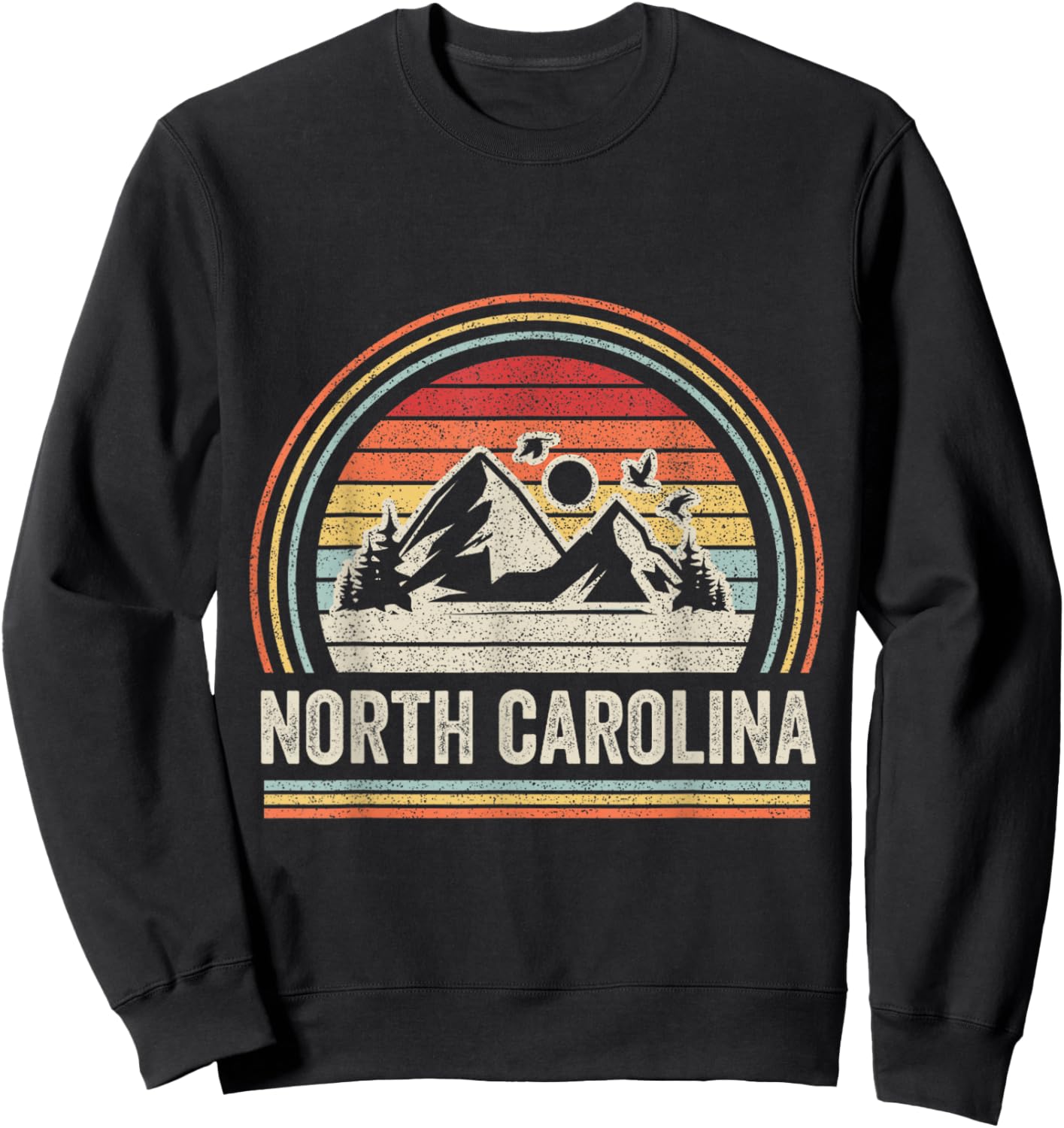 Retro Vintage North Carolina NC Mountains Sweatshirt - Sweatshirt | Black