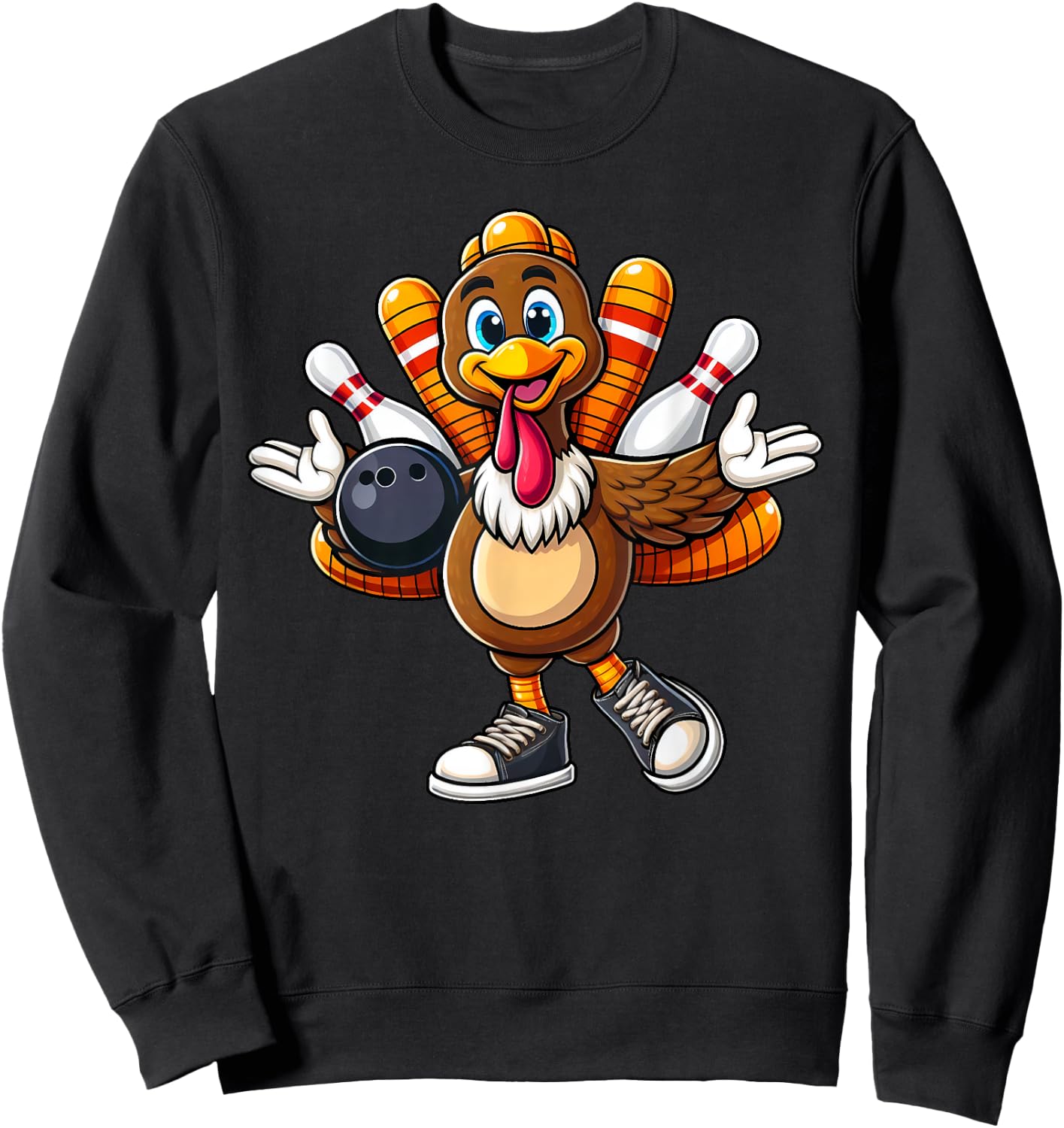 Cool Thanksgiving Bowling Gobble Player Turkey Bowling Funny Sweatshirt - Sweatshirt | Black