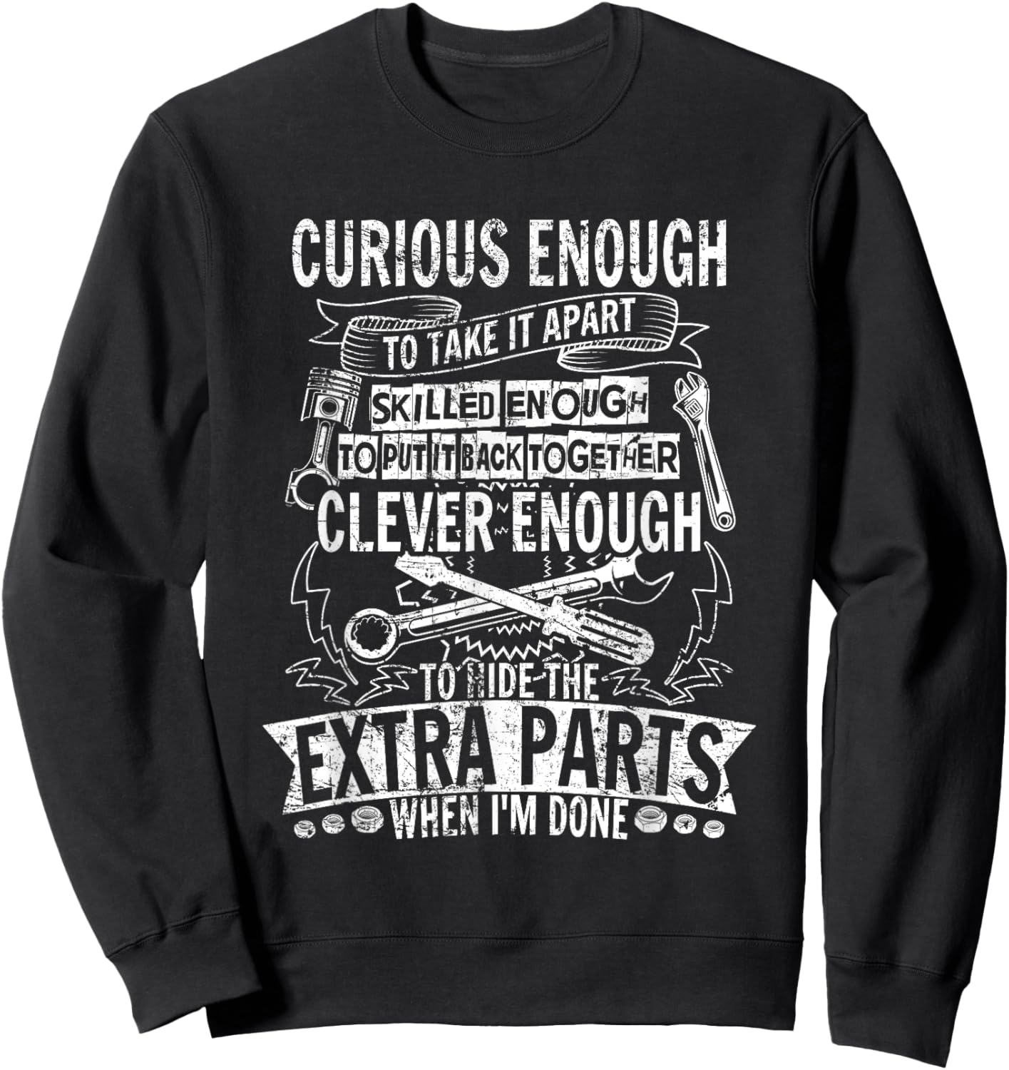 Curious enough to take it apart Wheel Auto Engine Garage Sweatshirt - Sweatshirt | Black
