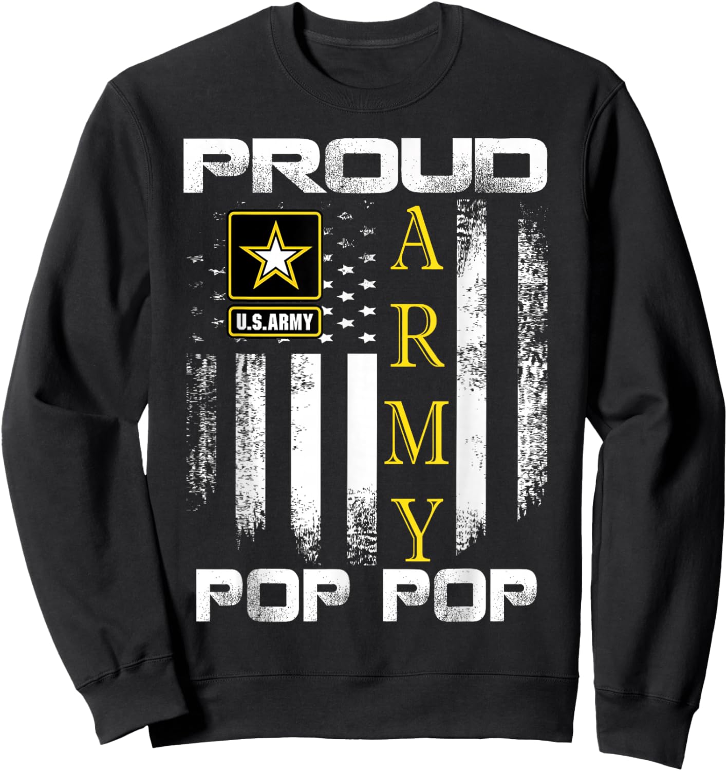 Vintage Proud Army Pop Pop With American Flag Gift Sweatshirt - Sweatshirt | Black