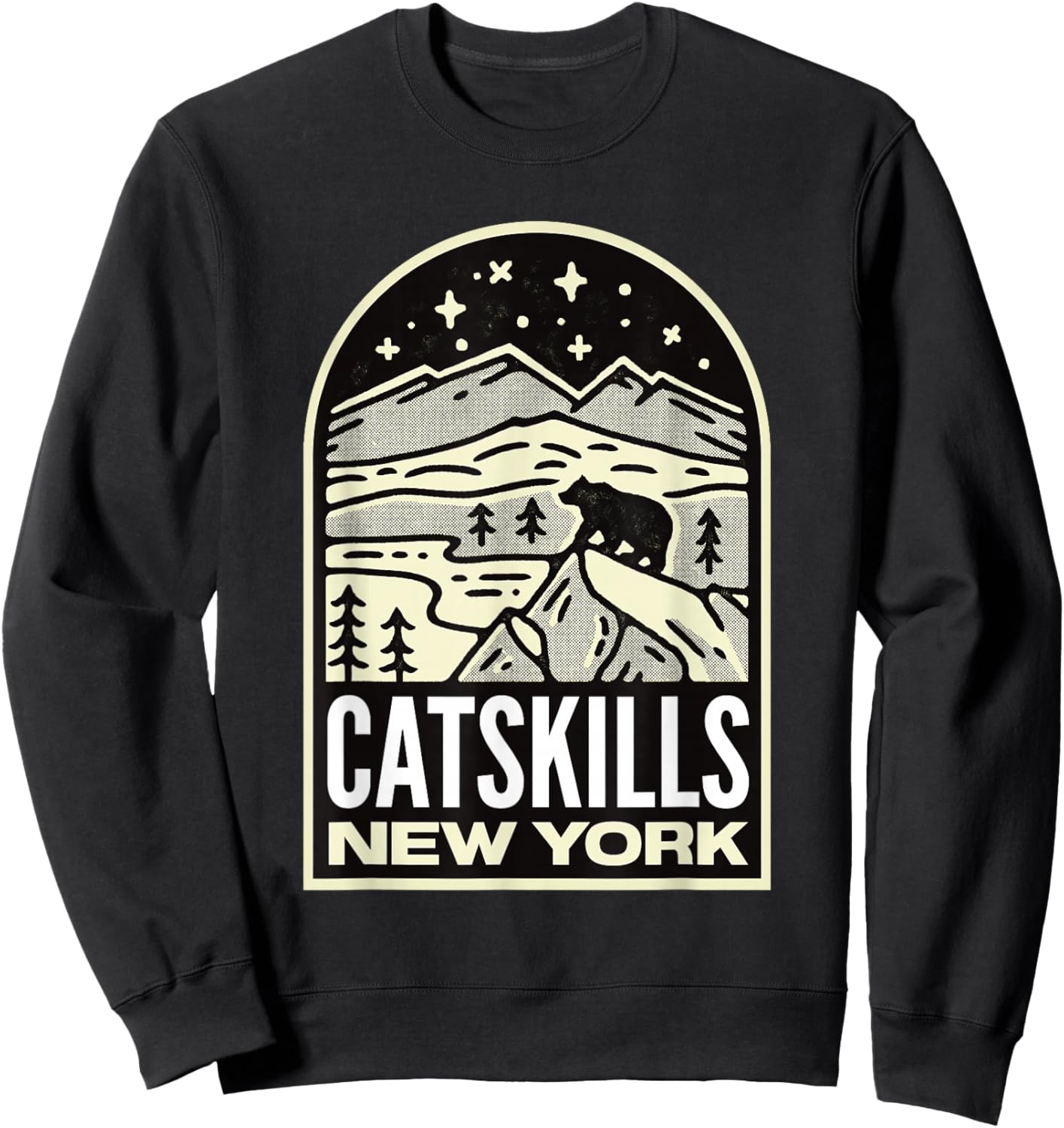 Catskills New York Mountains Vintage Sweatshirt - Sweatshirt | Black