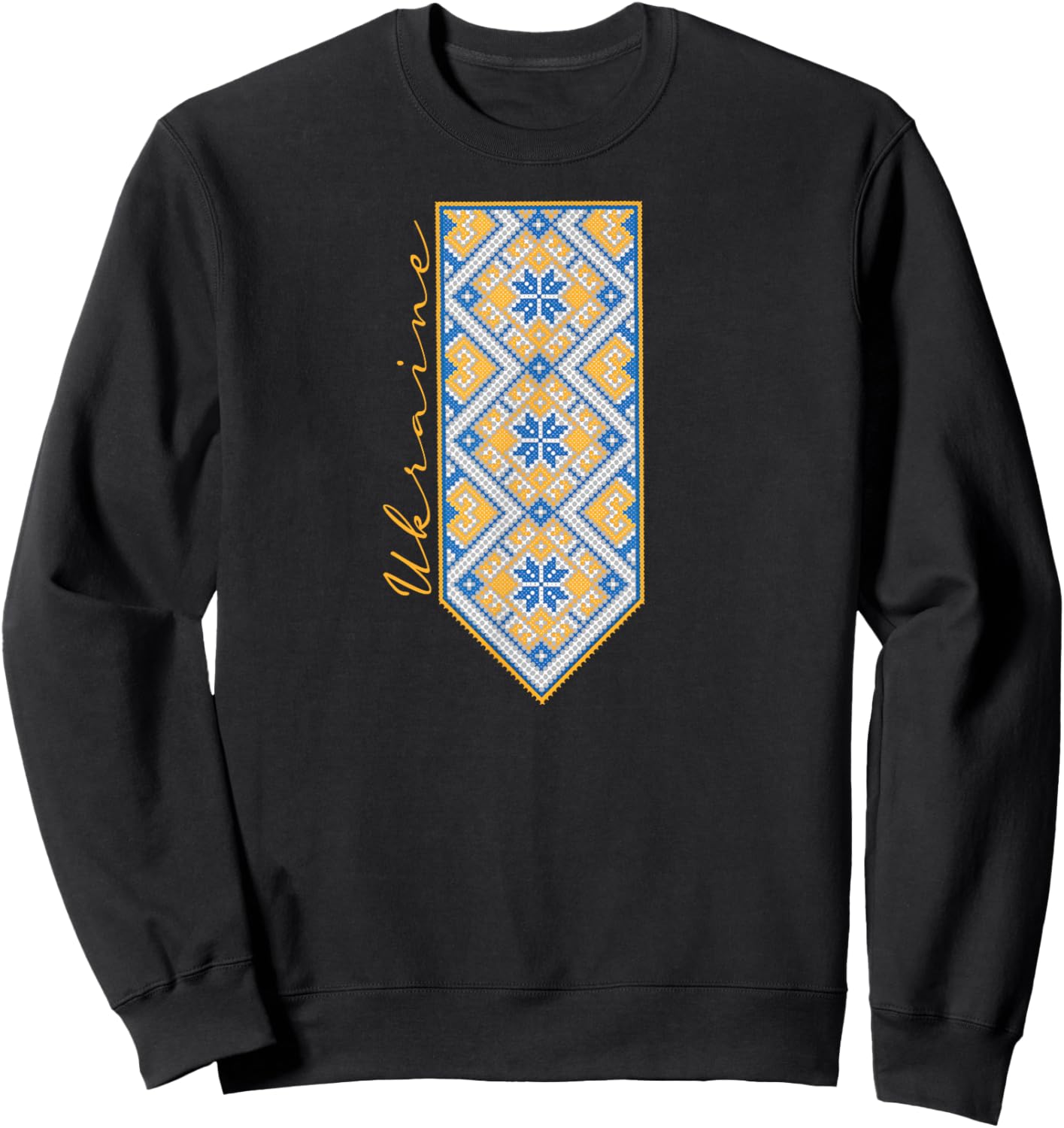 Ukrainian Vyshyvanka Print, Ukraine Flag color Sweatshirt - Sweatshirt | Black