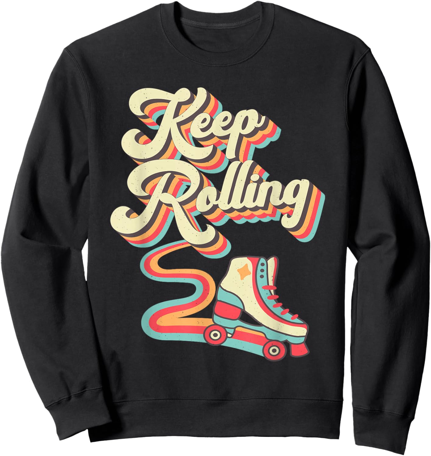 Cool Roller Skating Skate Girl 1970S Retro Sweatshirt - Sweatshirt | Black
