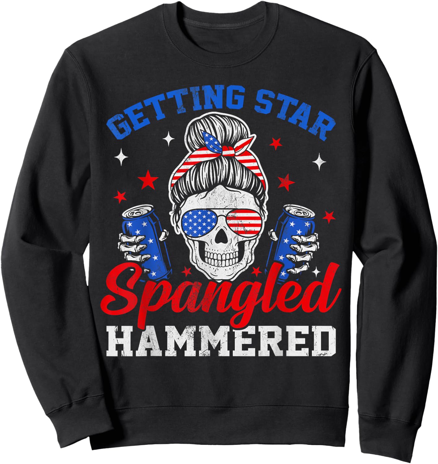 Retro Getting Star Spangled Hammered America 4th Of July Sweatshirt - Sweatshirt | Black