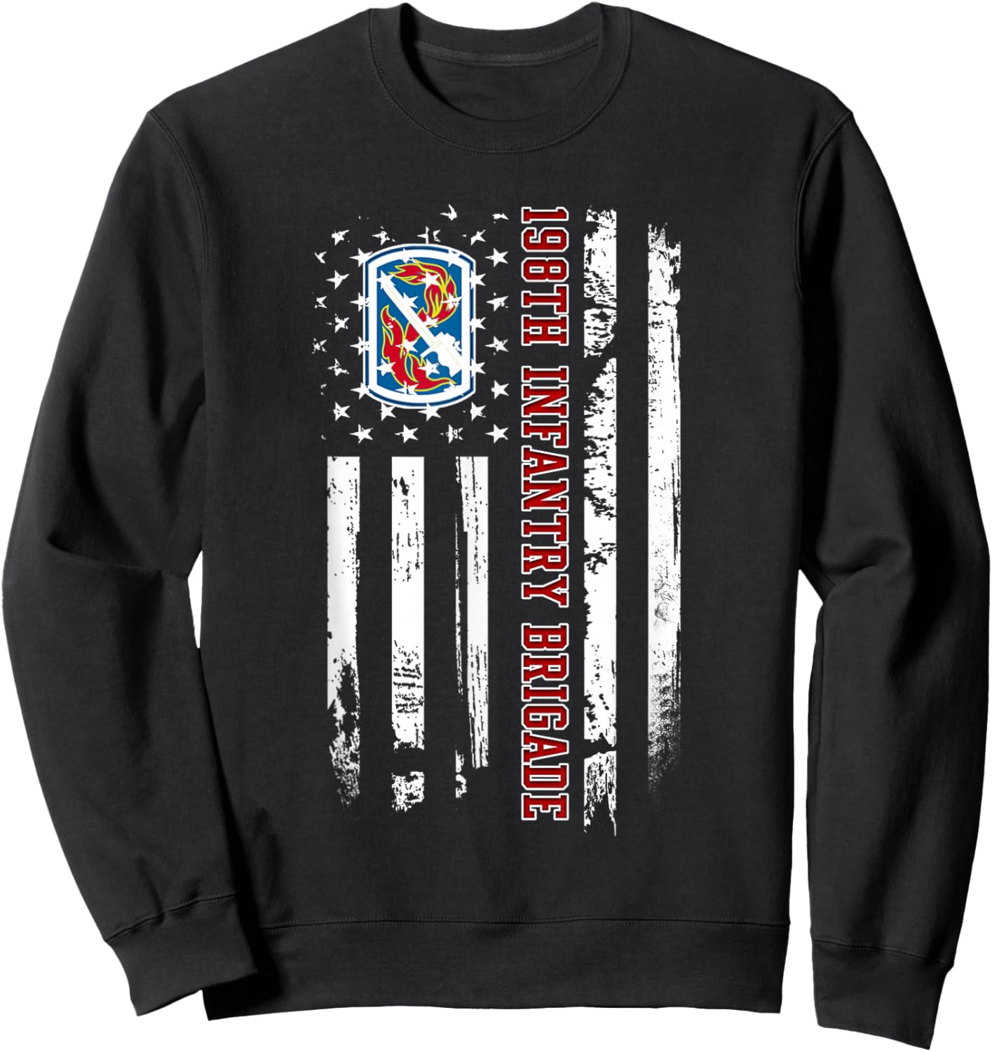 198th Infantry Brigade Veteran USA Flag Veterans Day Xmas Women Men Sweatshirt - Sweatshirt | Black