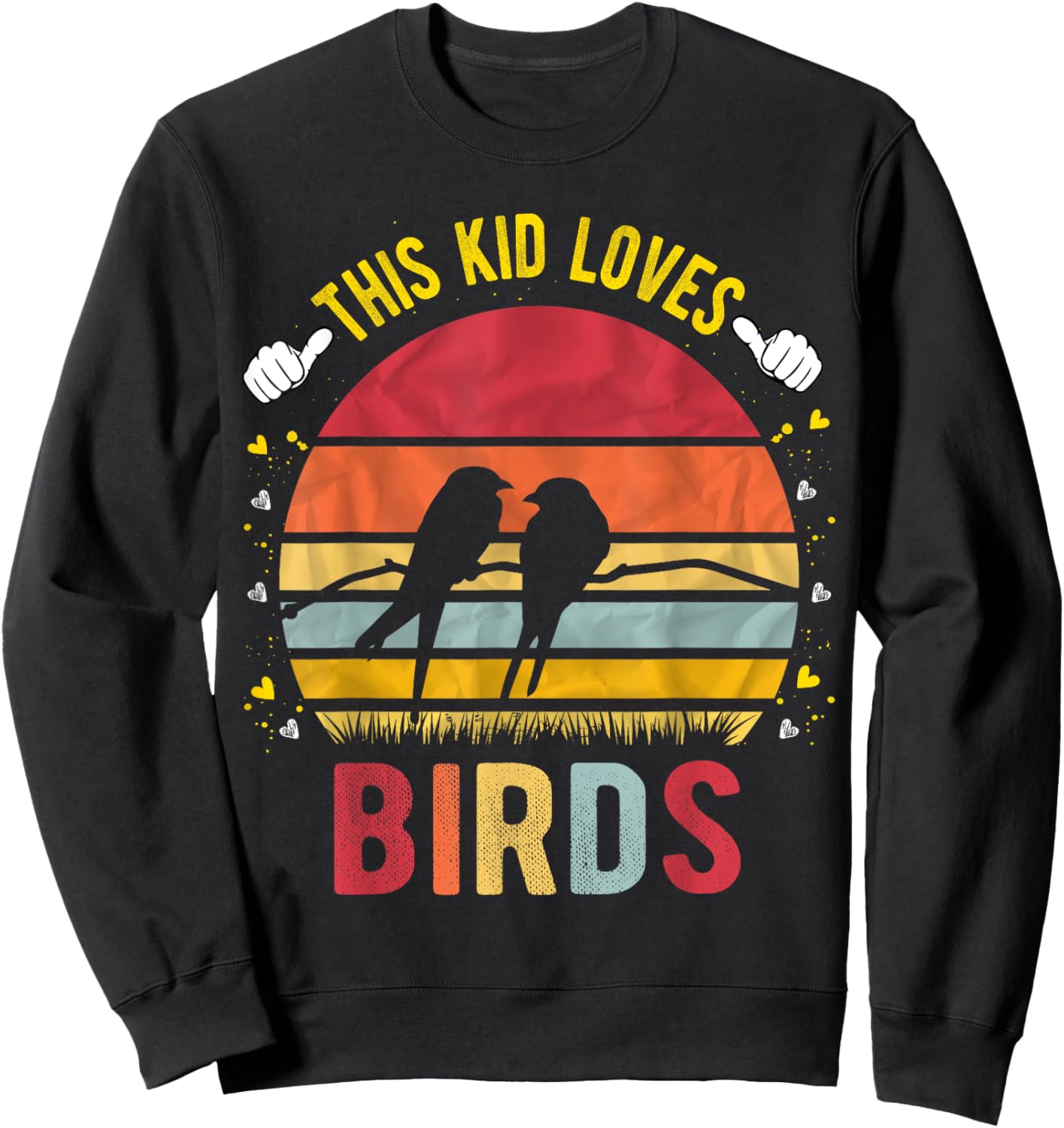 This Kid Loves Birds Boys and Girls Bird Gift Sweatshirt - Sweatshirt | Black