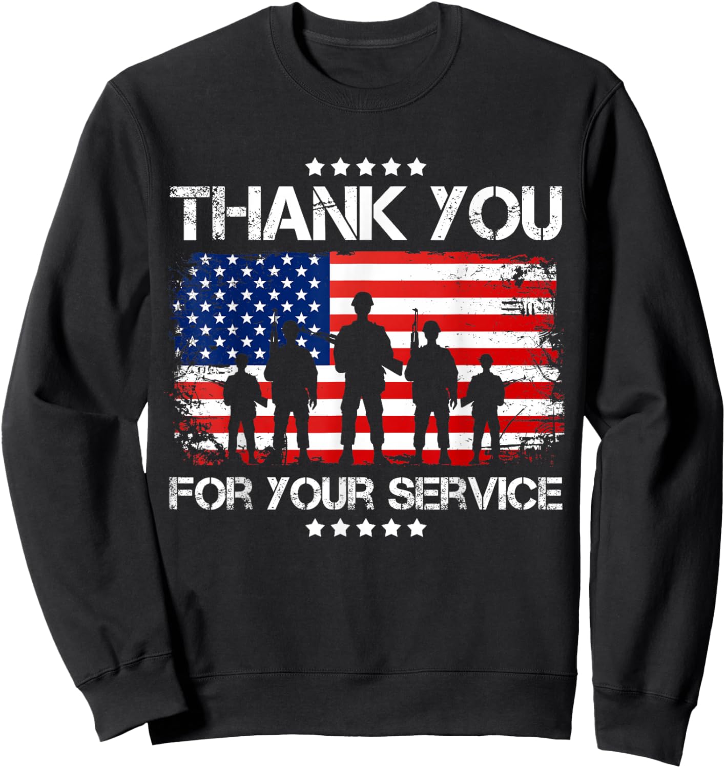 Thank You Patriotic Veteran Memorial Day 4th Of July US Flag Sweatshirt - Sweatshirt | Black
