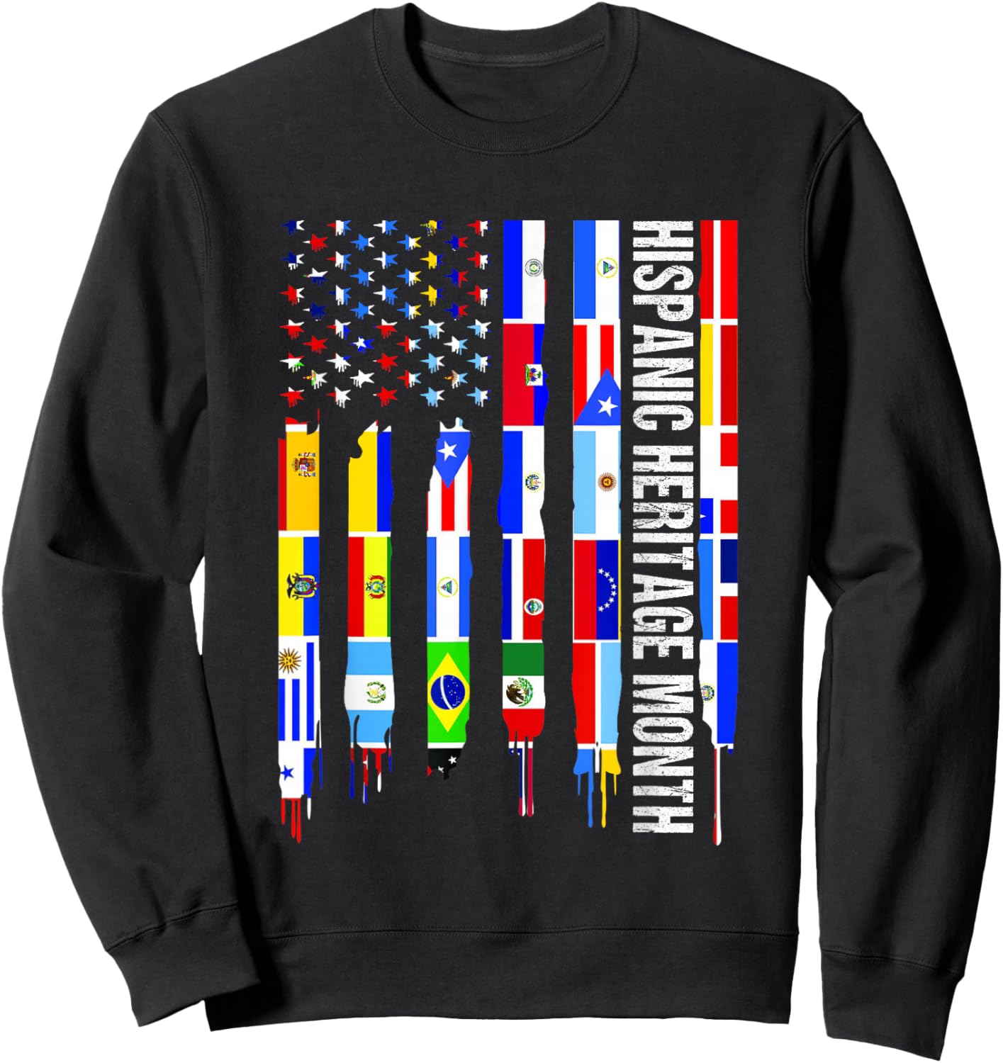 National Hispanic Heritage Month t shirt All Countries Sweatshirt - Sweatshirt | Black