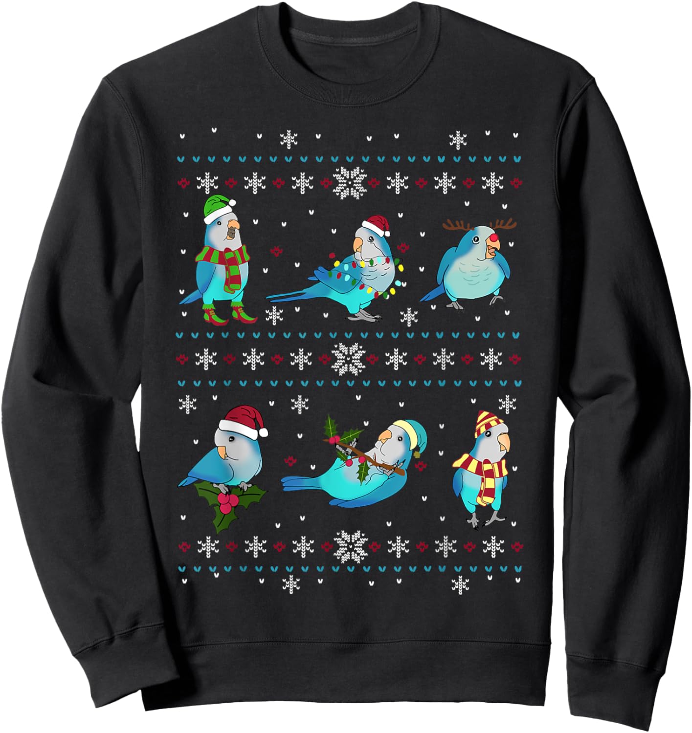 Green Quaker Ugly Christmas Sweater, Funny Parrot Owner Birb Sweatshirt - Sweatshirt | Black