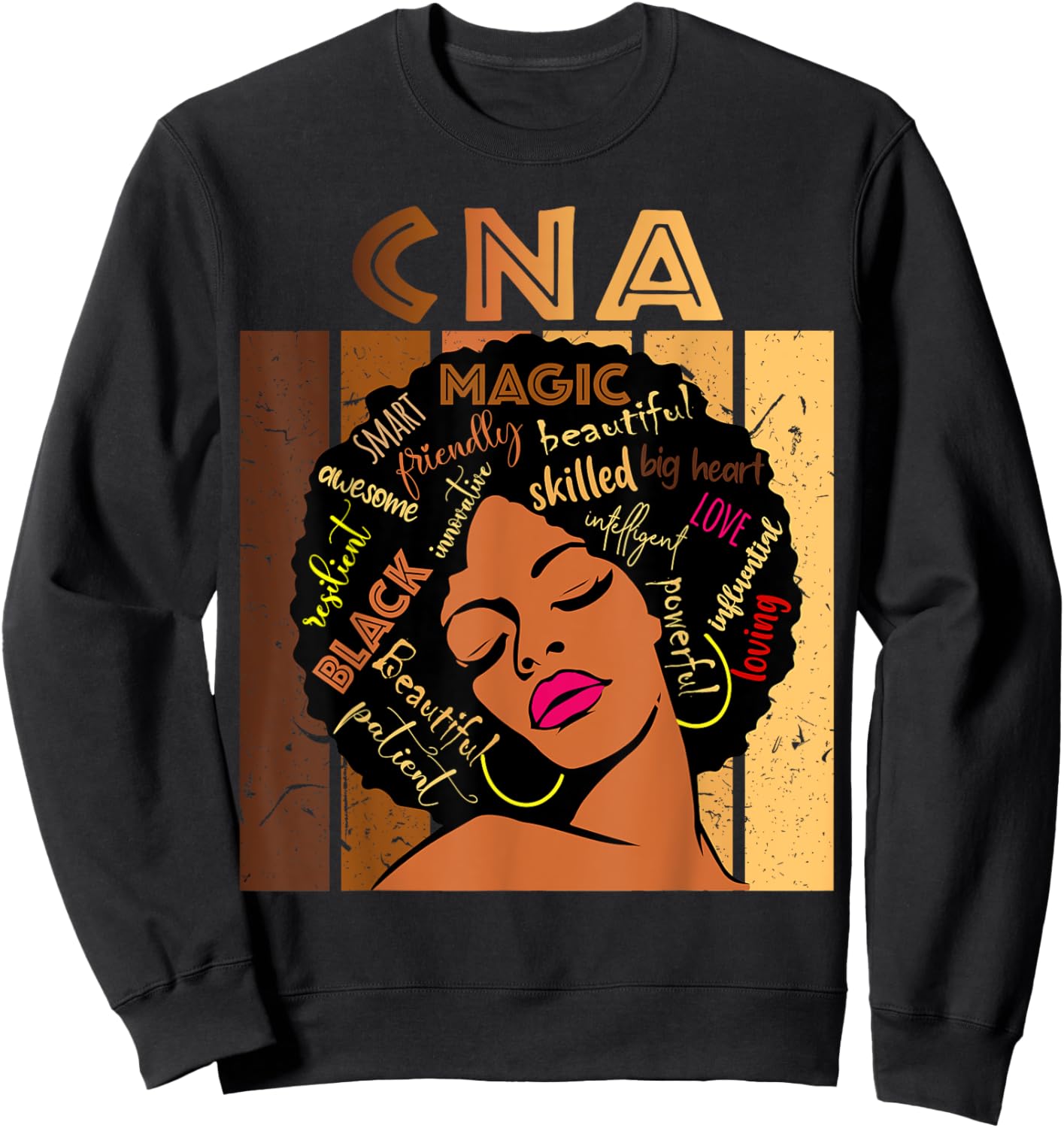 Black CNA Certified Nurse Assistant Afro African American Sweatshirt - Sweatshirt | Black