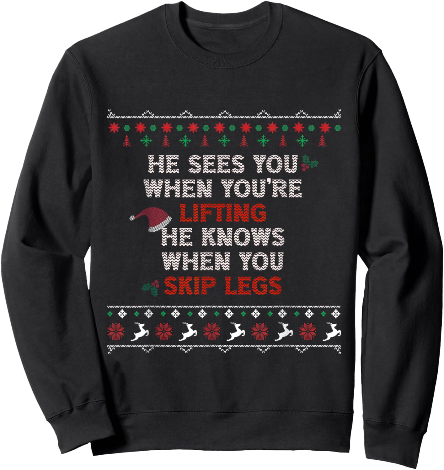 Ugly Funny Christmas sweater Style Lifting Fitness Slogan Sweatshirt - Sweatshirt | Black