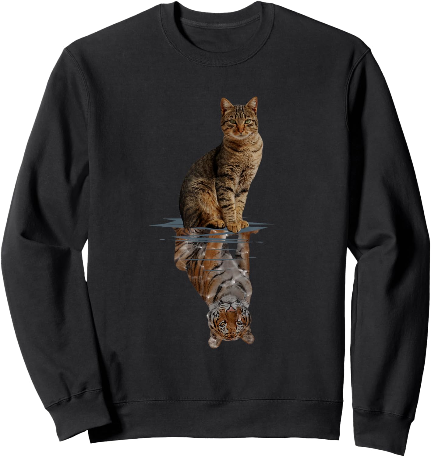 Cats Tiger Reflection Mirror Animal Cats Lovers Sweatshirt - Sweatshirt | Black