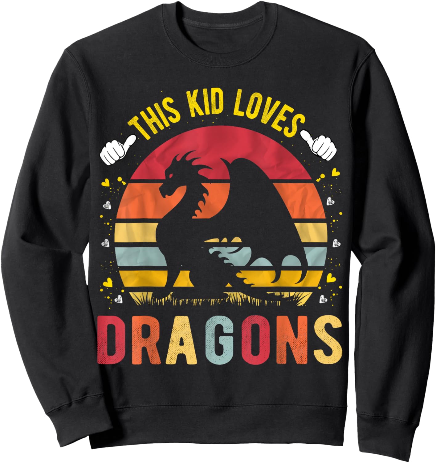 This Kid Loves Dragons Boys and Girls Dragon Gift Sweatshirt - Sweatshirt | Black