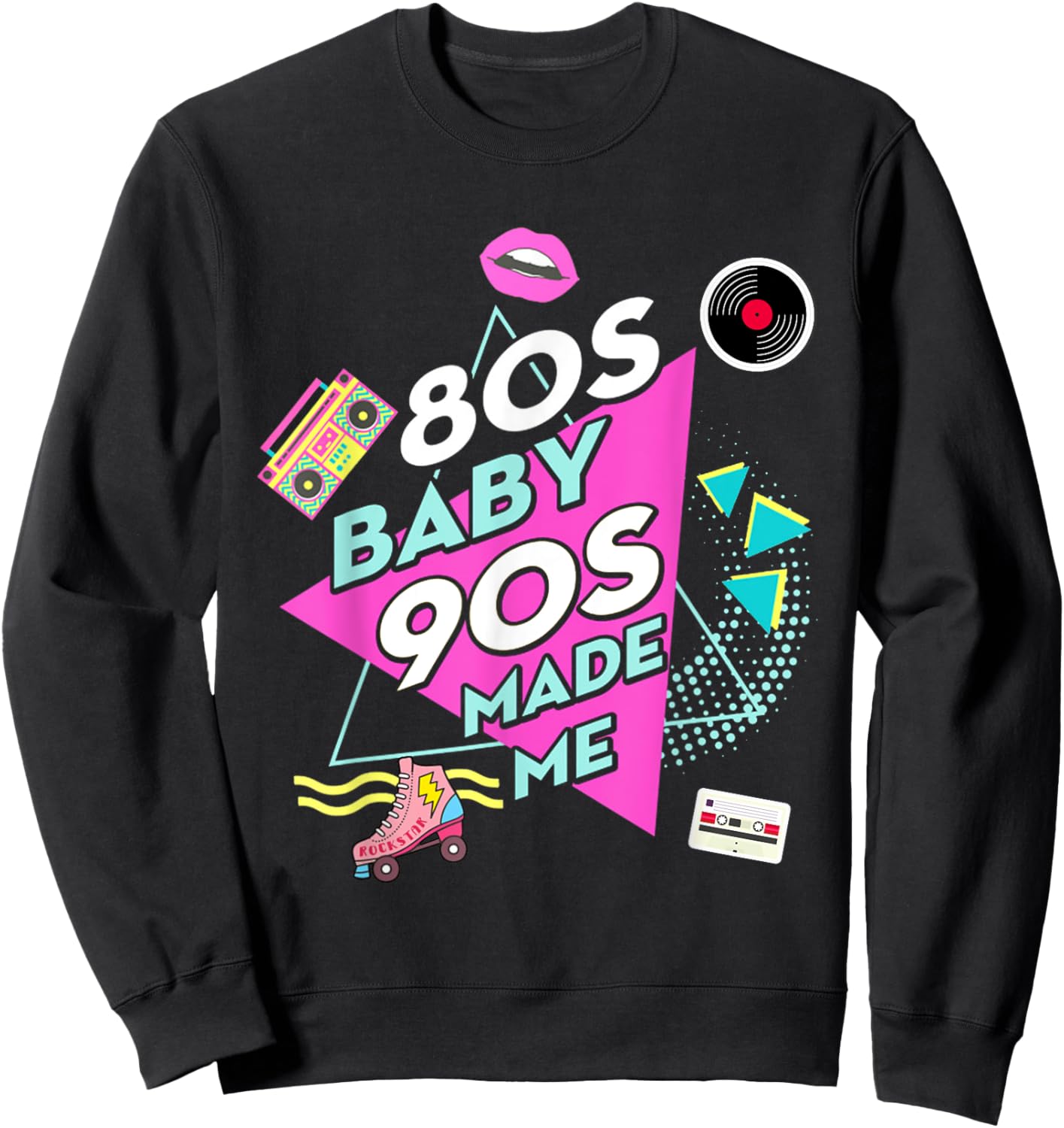 1980s 80's Baby 1990s 90's Outfit Costume Retro Party Theme Sweatshirt - Sweatshirt | Black