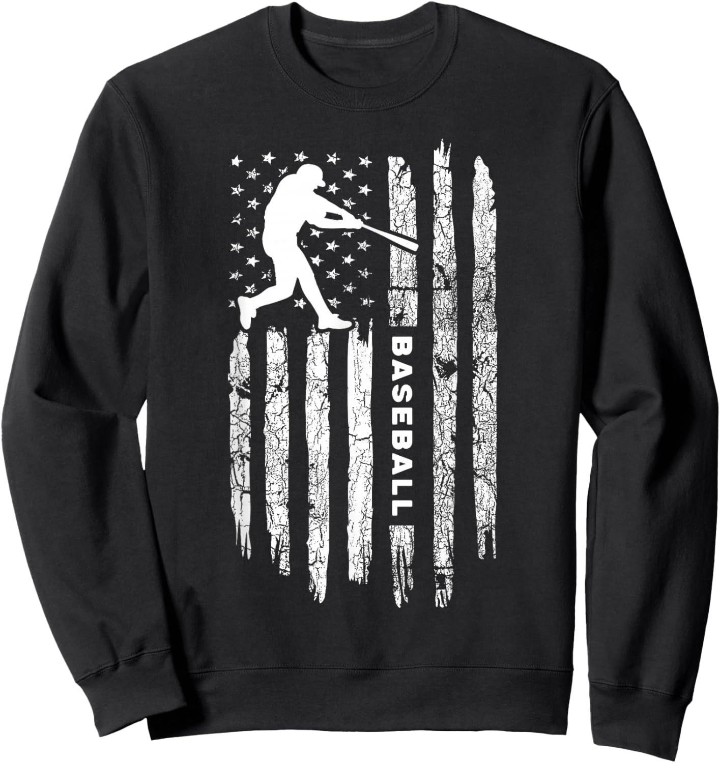 American Flag Baseball Apparel - Vintage Baseball Sweatshirt - Sweatshirt | Black