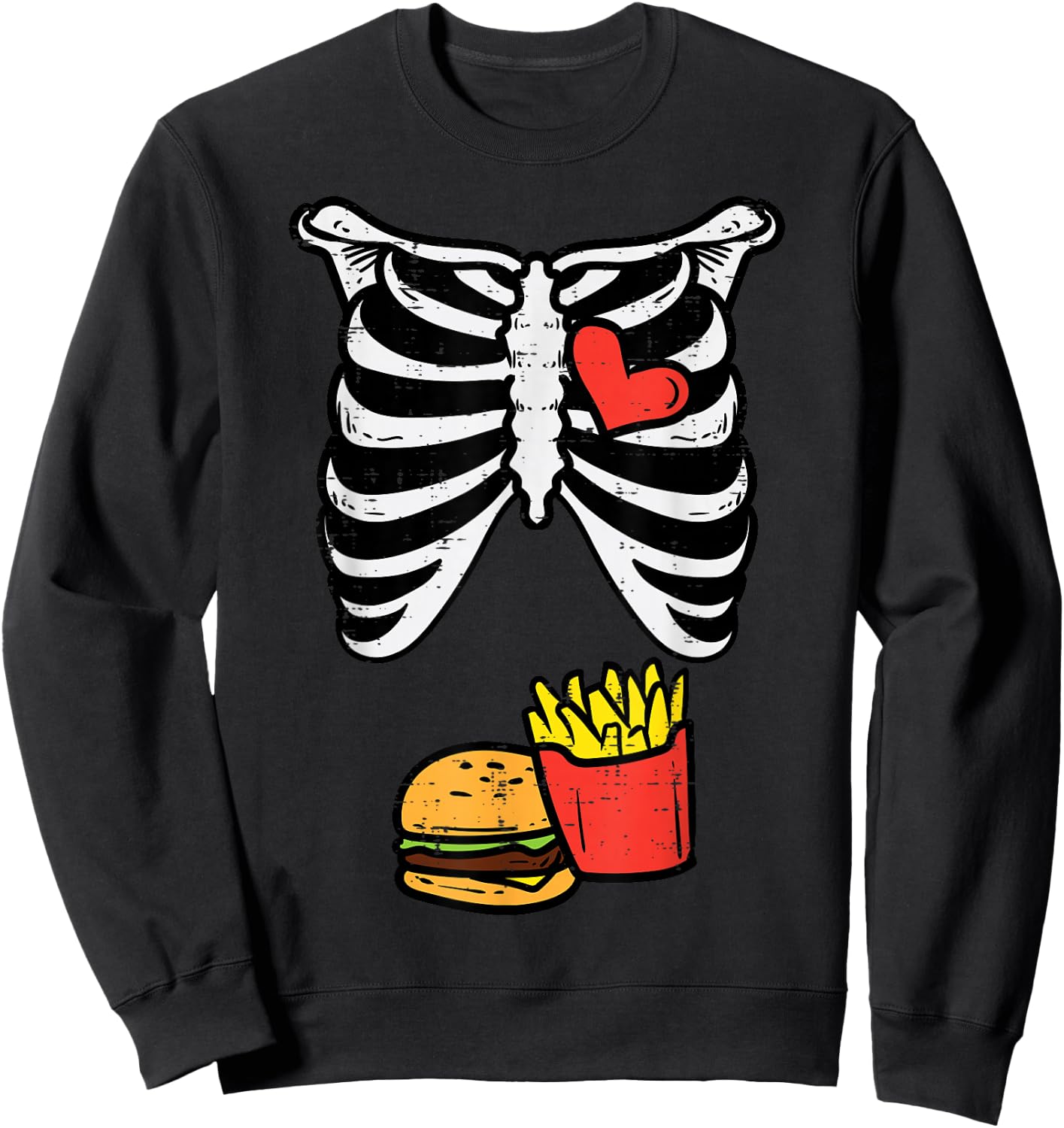 Halloween Skeleton Fries Burger Xray Costume Men Kids Women Sweatshirt - Sweatshirt | Black