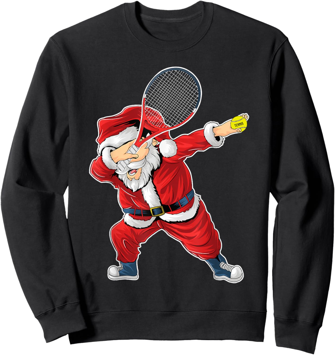 Santa Claus Tennis Player Funny Tennis Christmas Sweatshirt - Sweatshirt | Black