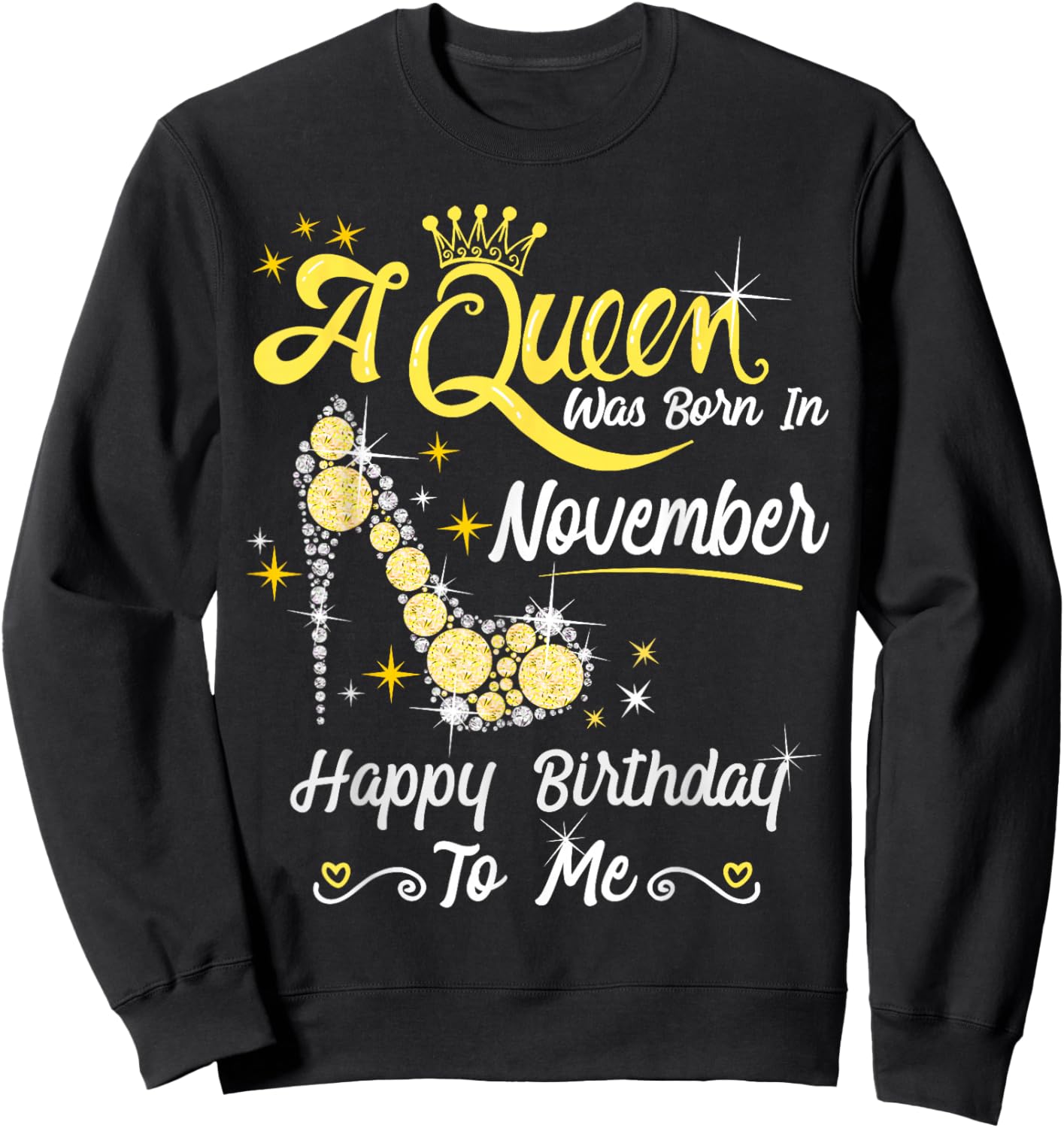 A Queen was Born in November Queen Birthday Shirt Sweatshirt - Sweatshirt | Black