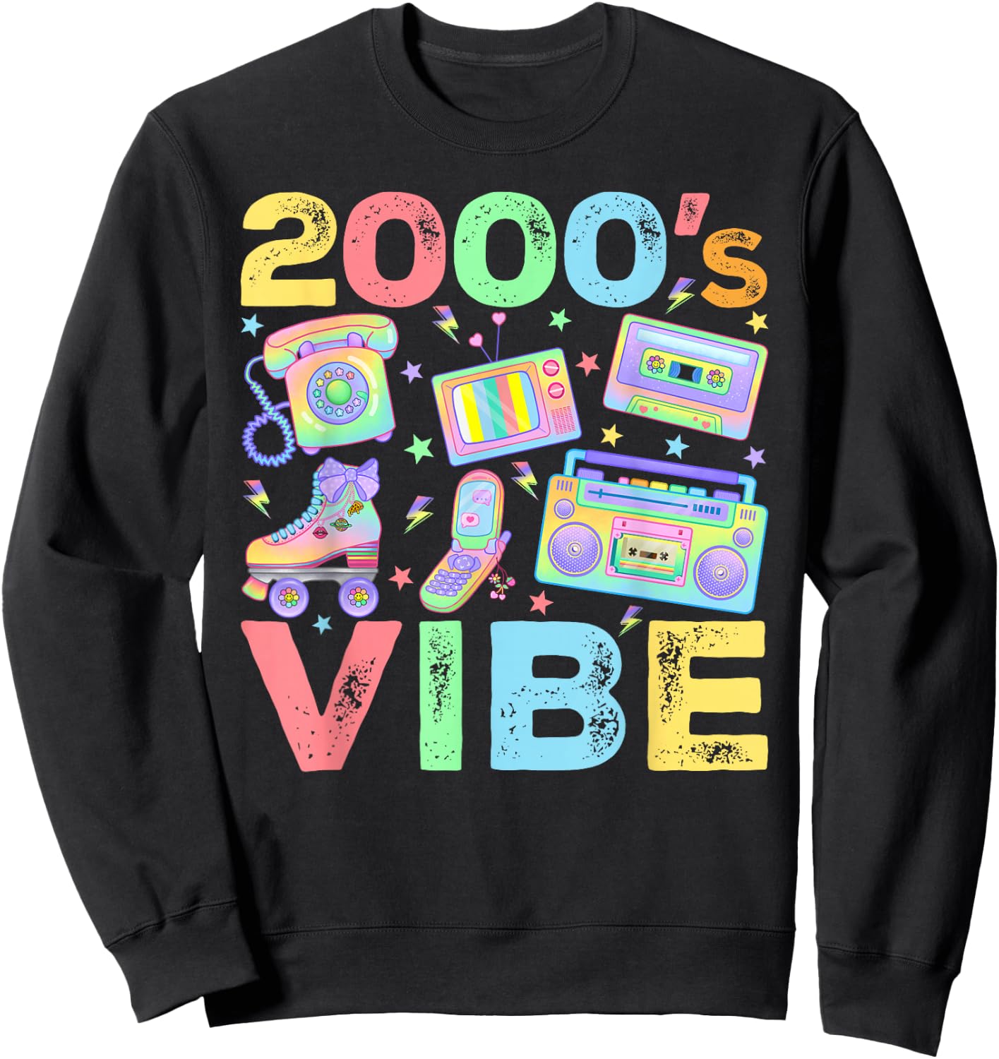 2000s Vibe 2000's Vintage Style 2000s Retro Party Sweatshirt - Sweatshirt | Black