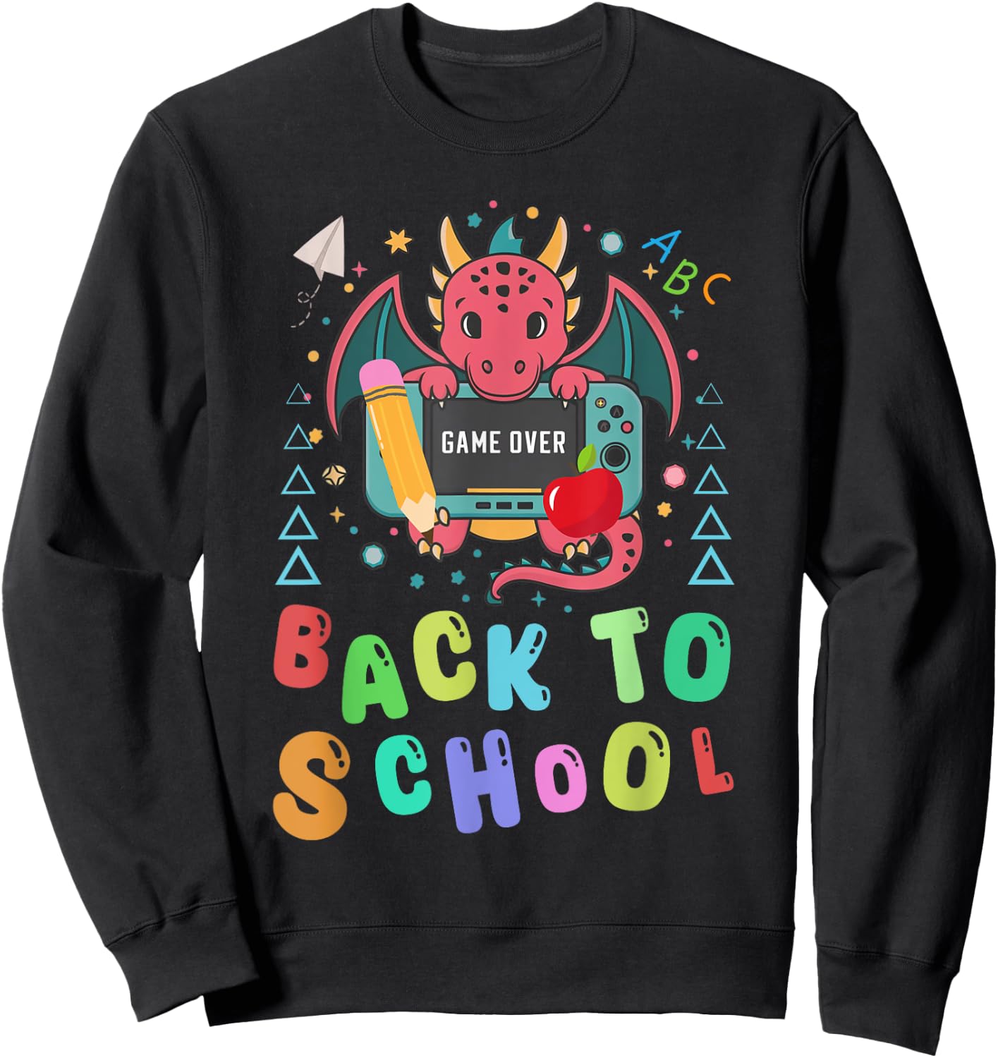 Funny Game Over Back To School Dragon Video Game Women Girls Kids Sweatshirt - Sweatshirt | Black