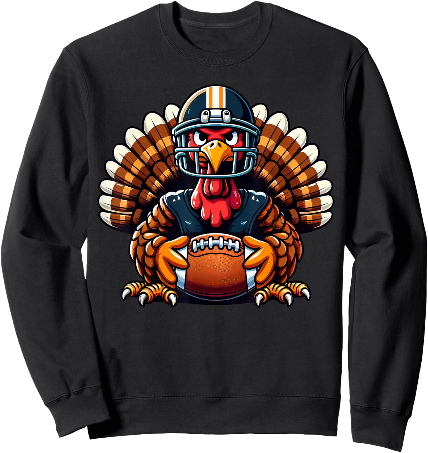 Cool Thanksgiving Football Gobble Player Turkey Football Sweatshirt - Sweatshirt | Black