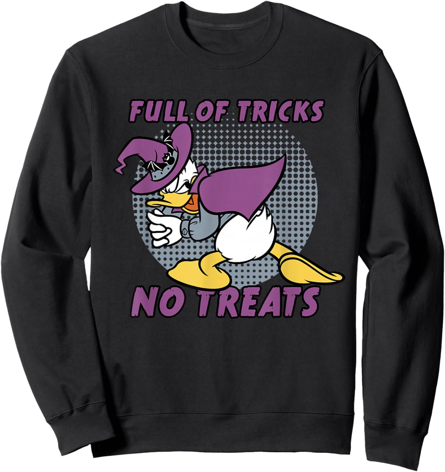 Disney Donald Duck Full of Tricks No Treats 80s Halloween Sweatshirt - Sweatshirt | Black