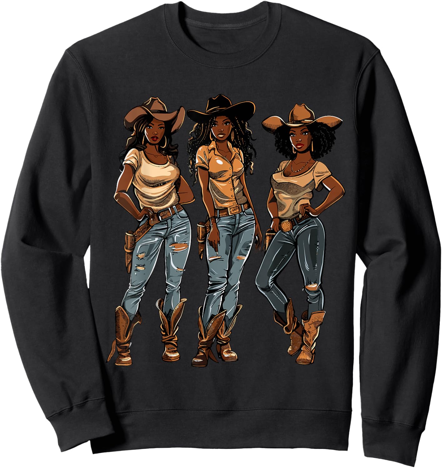 Black African American Cowgirl Western Country Texas Rodeo Sweatshirt - Sweatshirt | Black