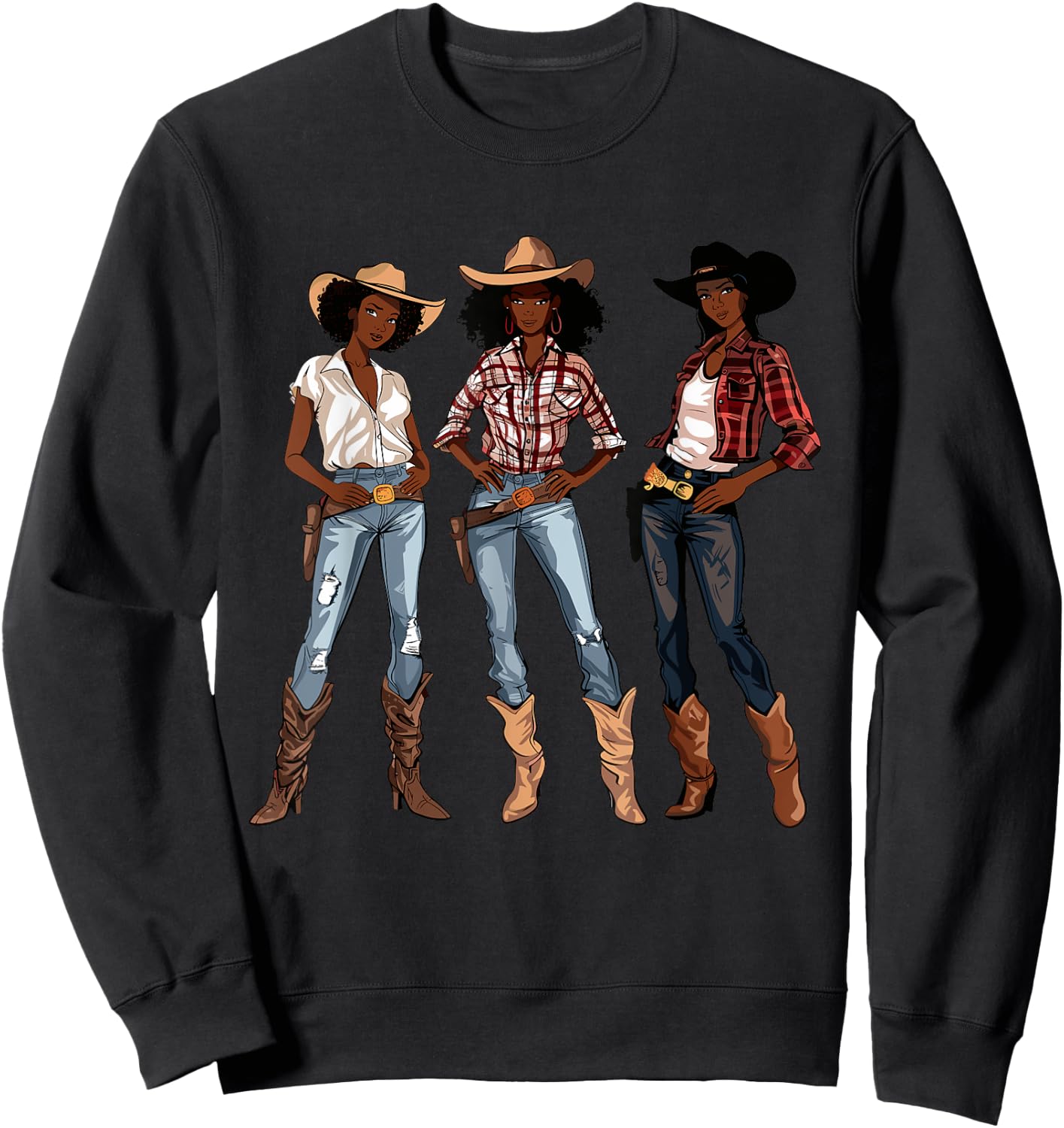 Black African American Cowgirl Western Country Texas Rodeo Sweatshirt - Sweatshirt | Black