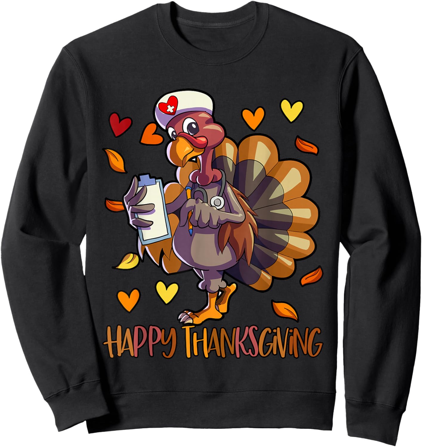 Turkey Nurse Thanksgiving Women Holiday Nursing Sweatshirt - Sweatshirt | Black