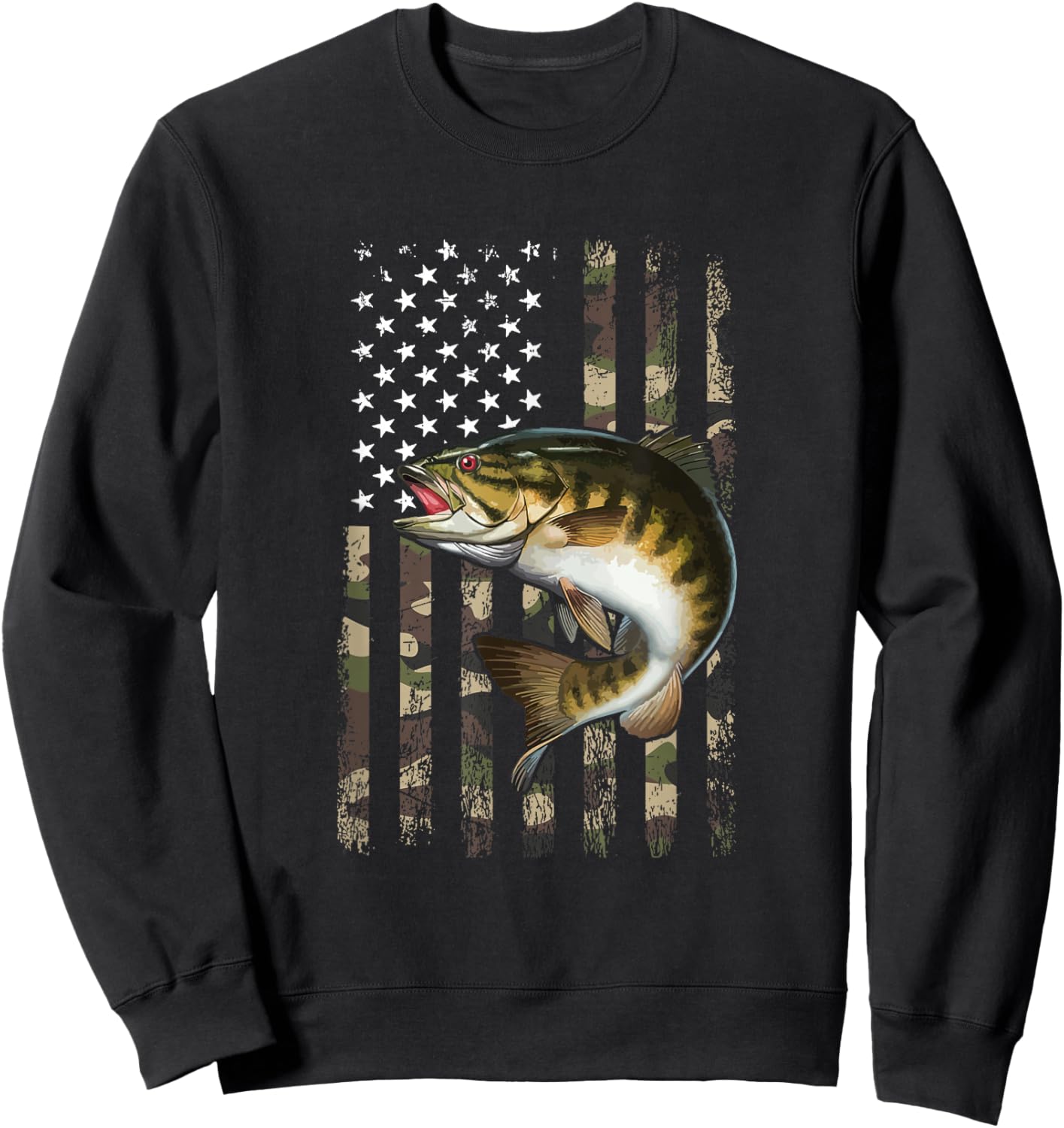 smallmouth bass American Flag, smallmouth bass Sweatshirt - Sweatshirt | Black