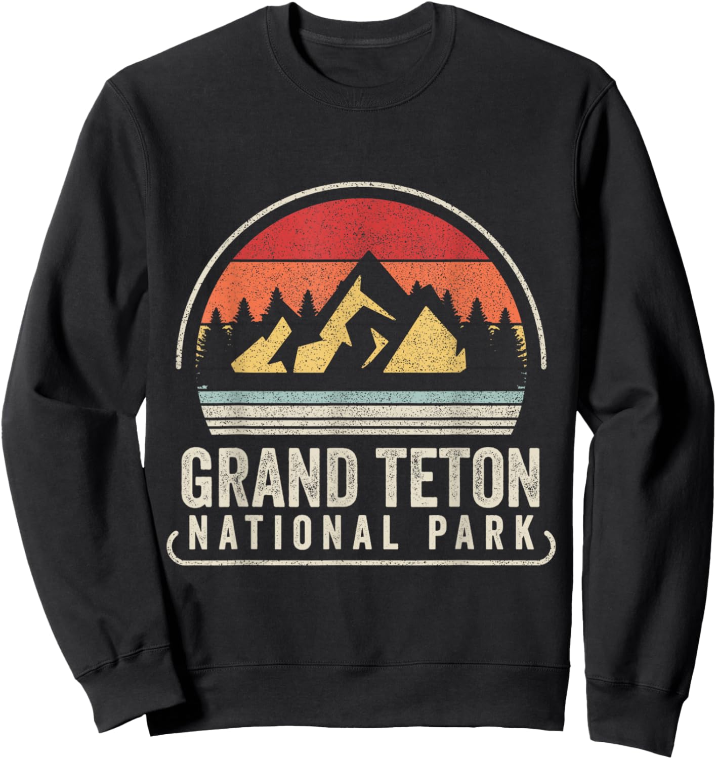 Retro Vintage Grand Teton National Park Sweatshirt - Sweatshirt | Black