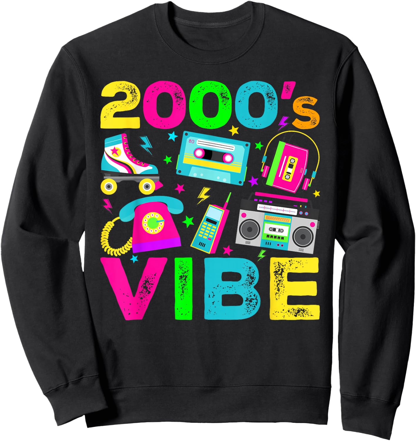 2000s Vibe 2000's Vintage Style 2000s Retro Party Sweatshirt - Sweatshirt | Black
