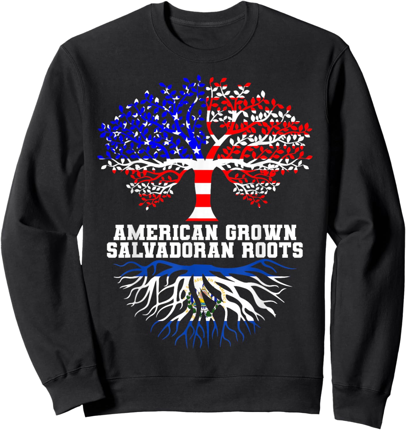 El Salvador American Salvadoran Roots Heritage Patriotic Sweatshirt - Sweatshirt | Black