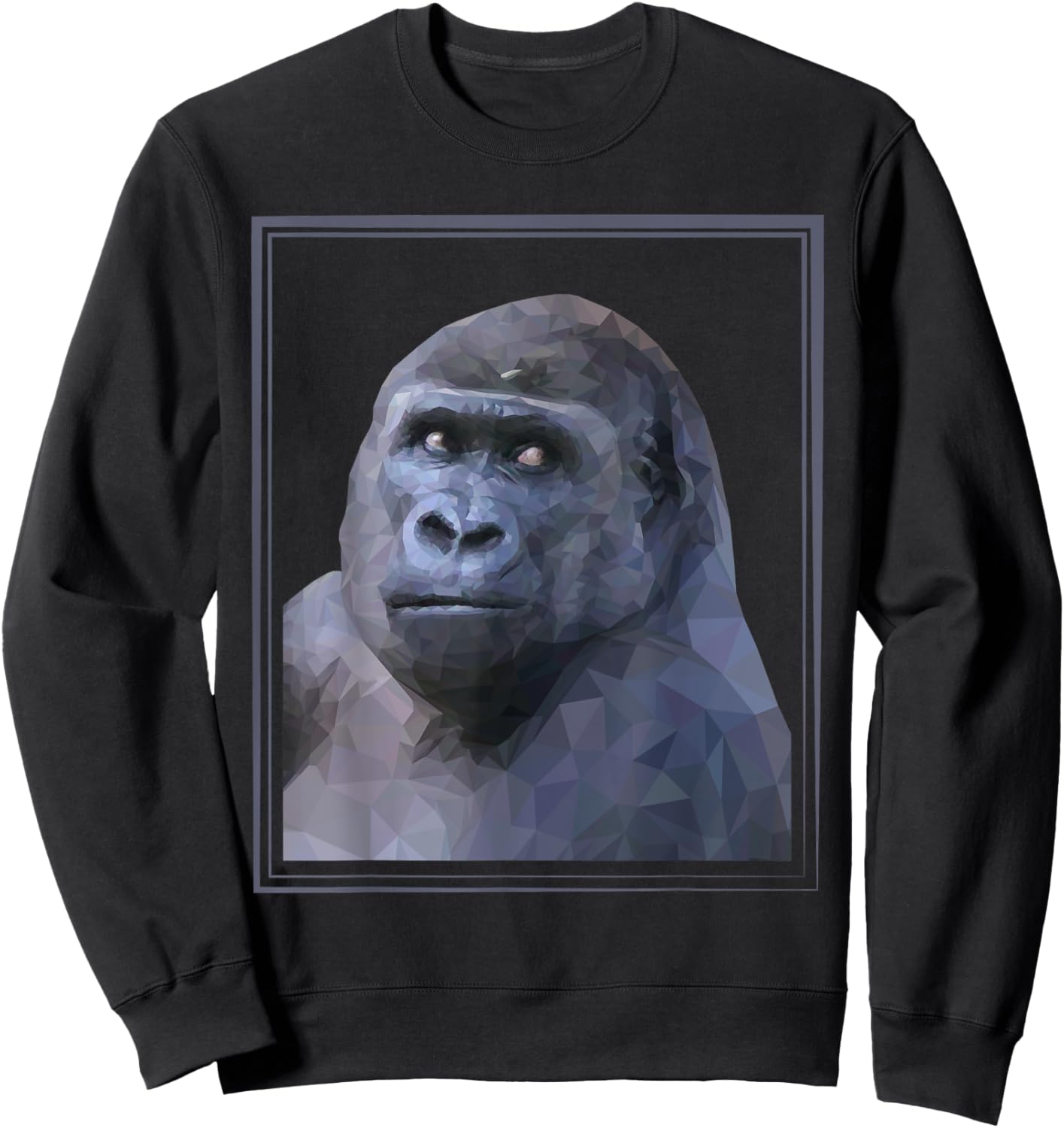 Gorilla Polygonal Design Animals Gorillas Wildlife Nature Sweatshirt - Sweatshirt | Black