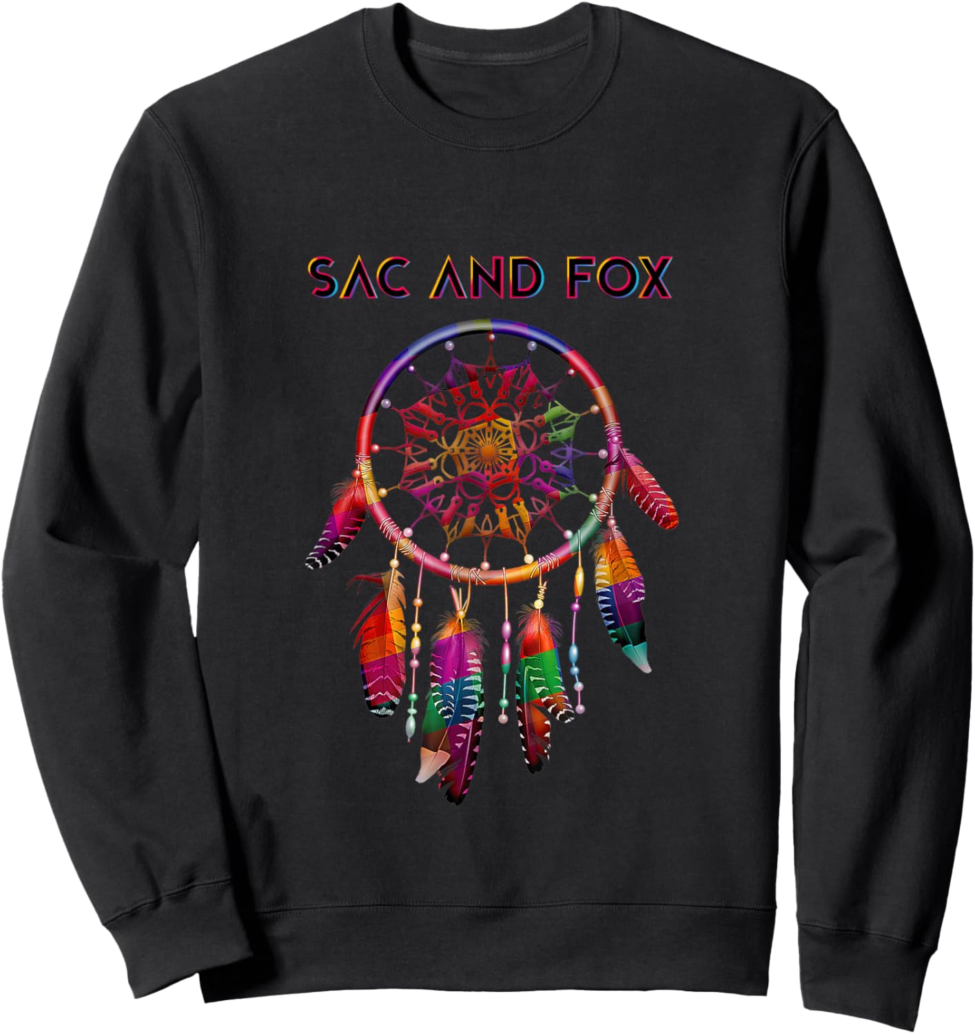 Sac and Fox Native American Indian Colorful Dreamcatcher Sweatshirt - Sweatshirt | Black