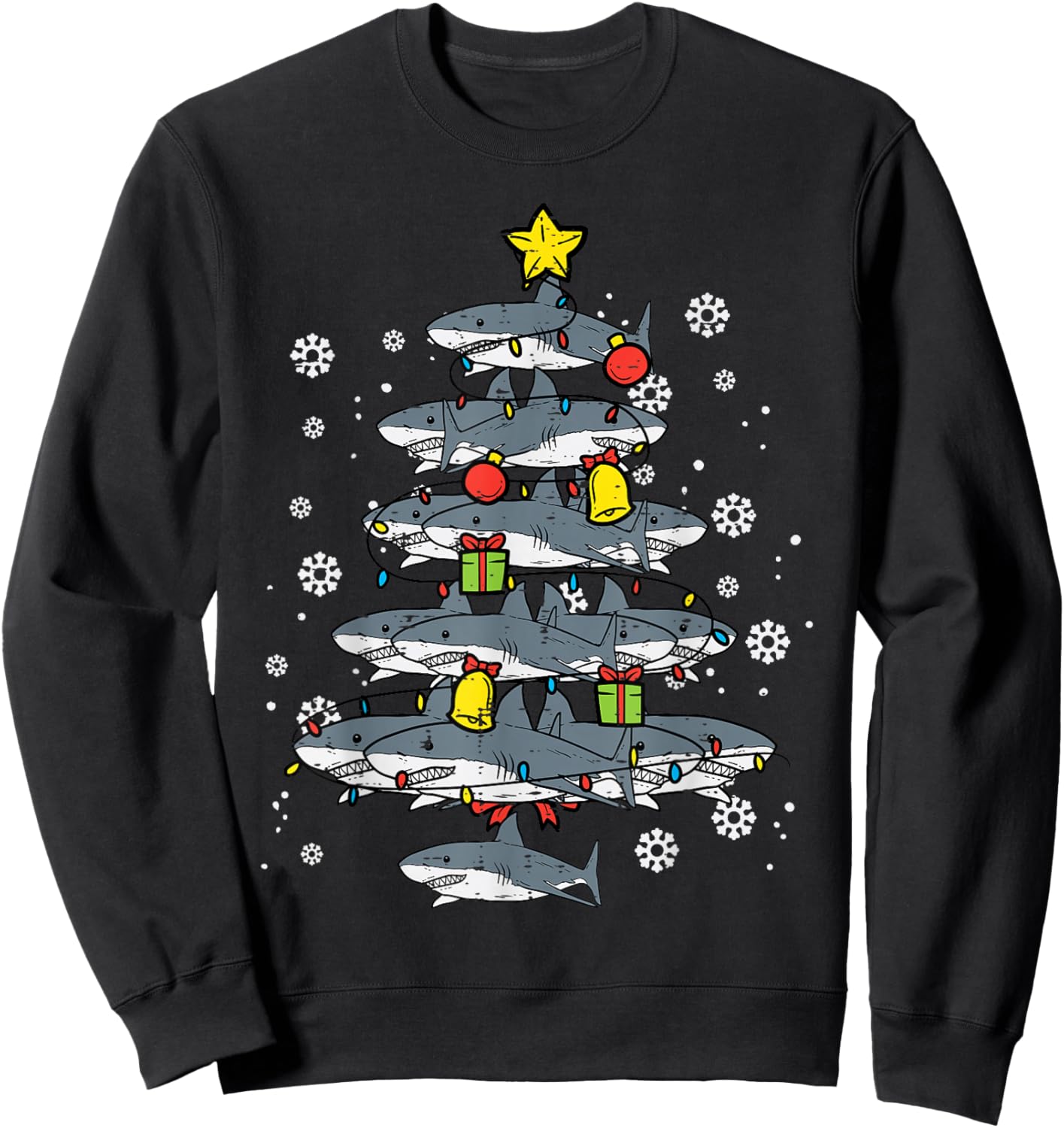 Sharks Christmas Tree Xmas Pajamas PJs Boys Toddler Kids Sweatshirt - Sweatshirt | Black