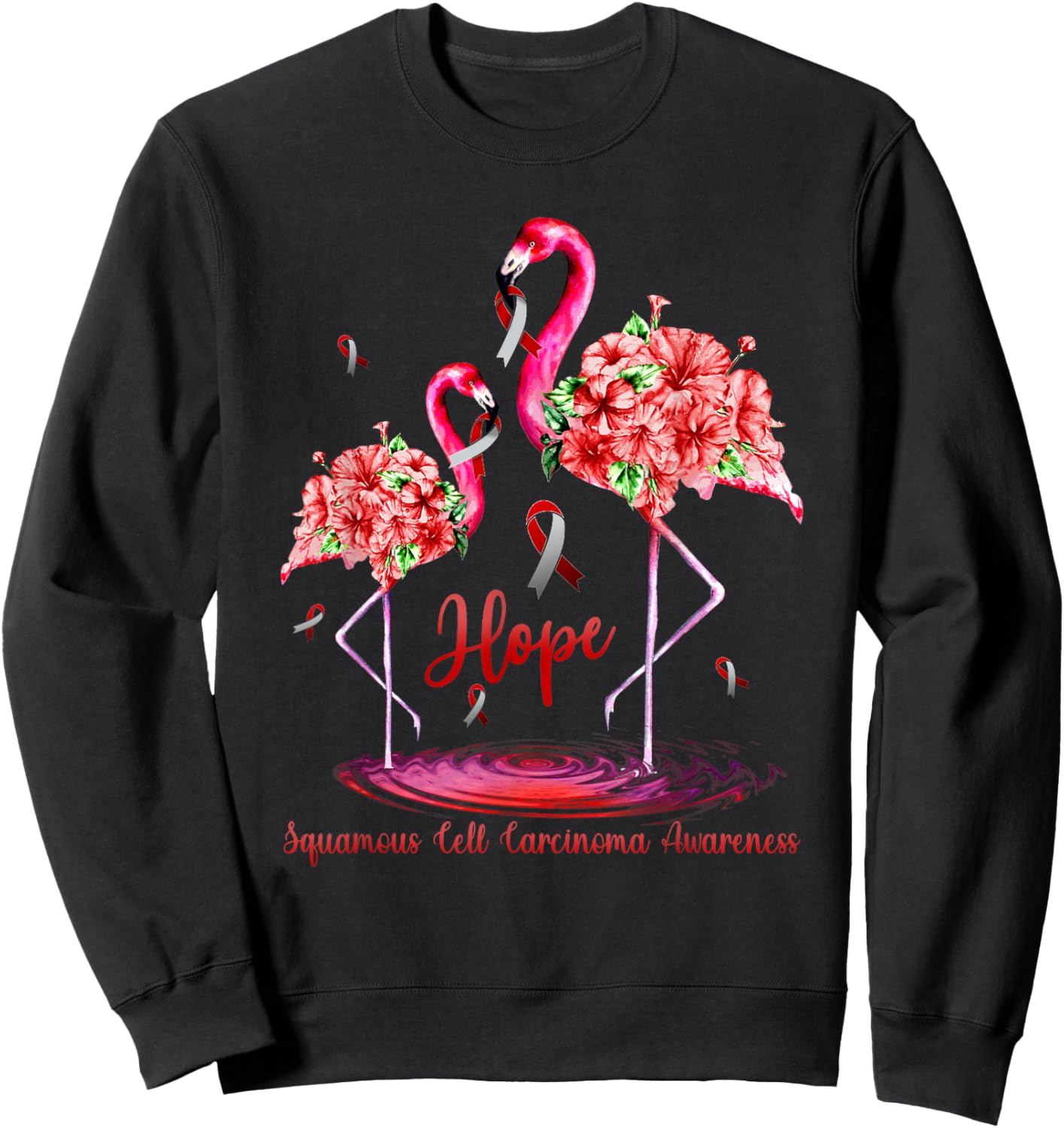 Flamingo Squamous Cell Carcinoma Awareness Sweatshirt - Sweatshirt | Black