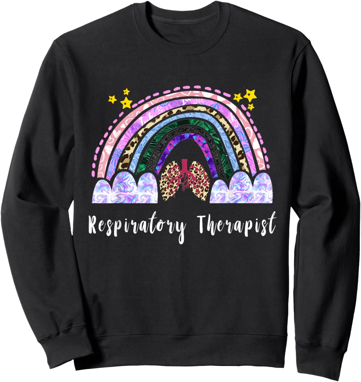 Respiratory Therapist Lung Rainbow Lung Respiratory Therapy Sweatshirt - Sweatshirt | Black