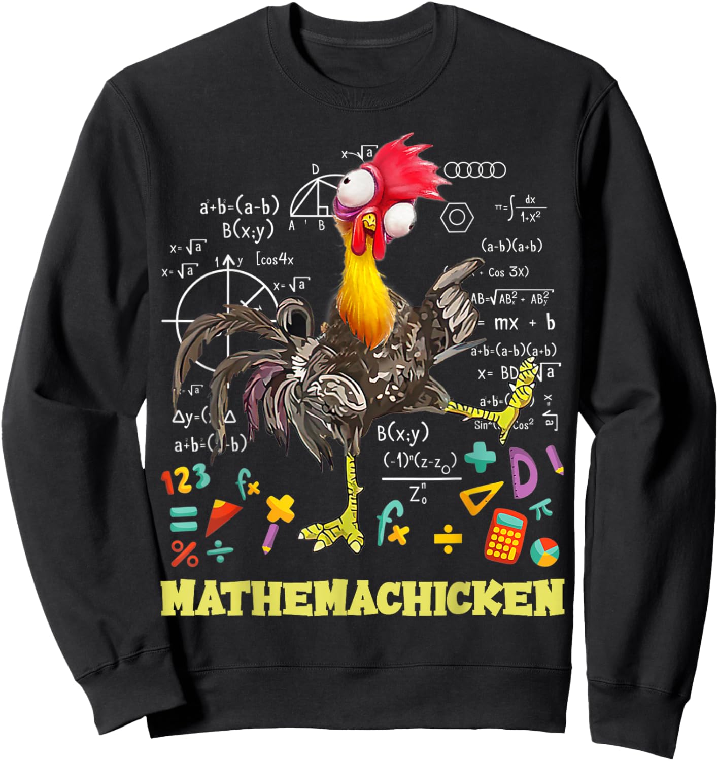 Mathemachicken shirt teacher Math Lovers Funny chicken Women Kids Sweatshirt - Sweatshirt | Black