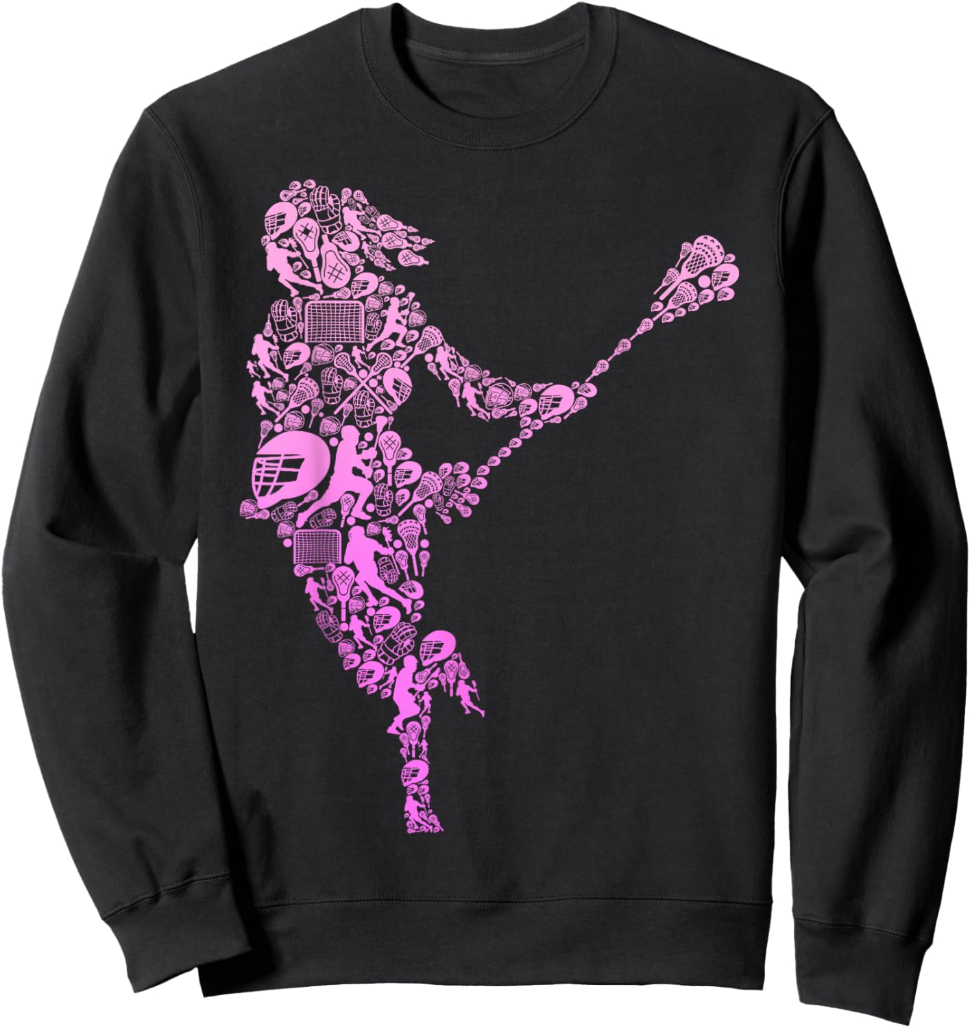 Lacrosse Player Youth Women Girls Kids Sweatshirt - Sweatshirt | Black