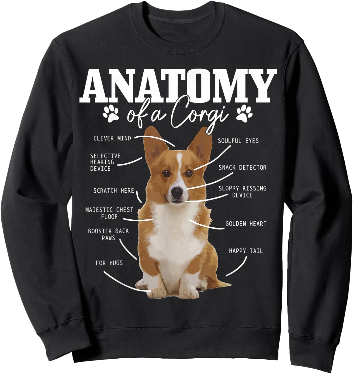 Anatomy Of A Corgi Funny Cute Dog Corgi Mom Corgi Dad Women Girls Kids Sweatshirt - Sweatshirt | Black