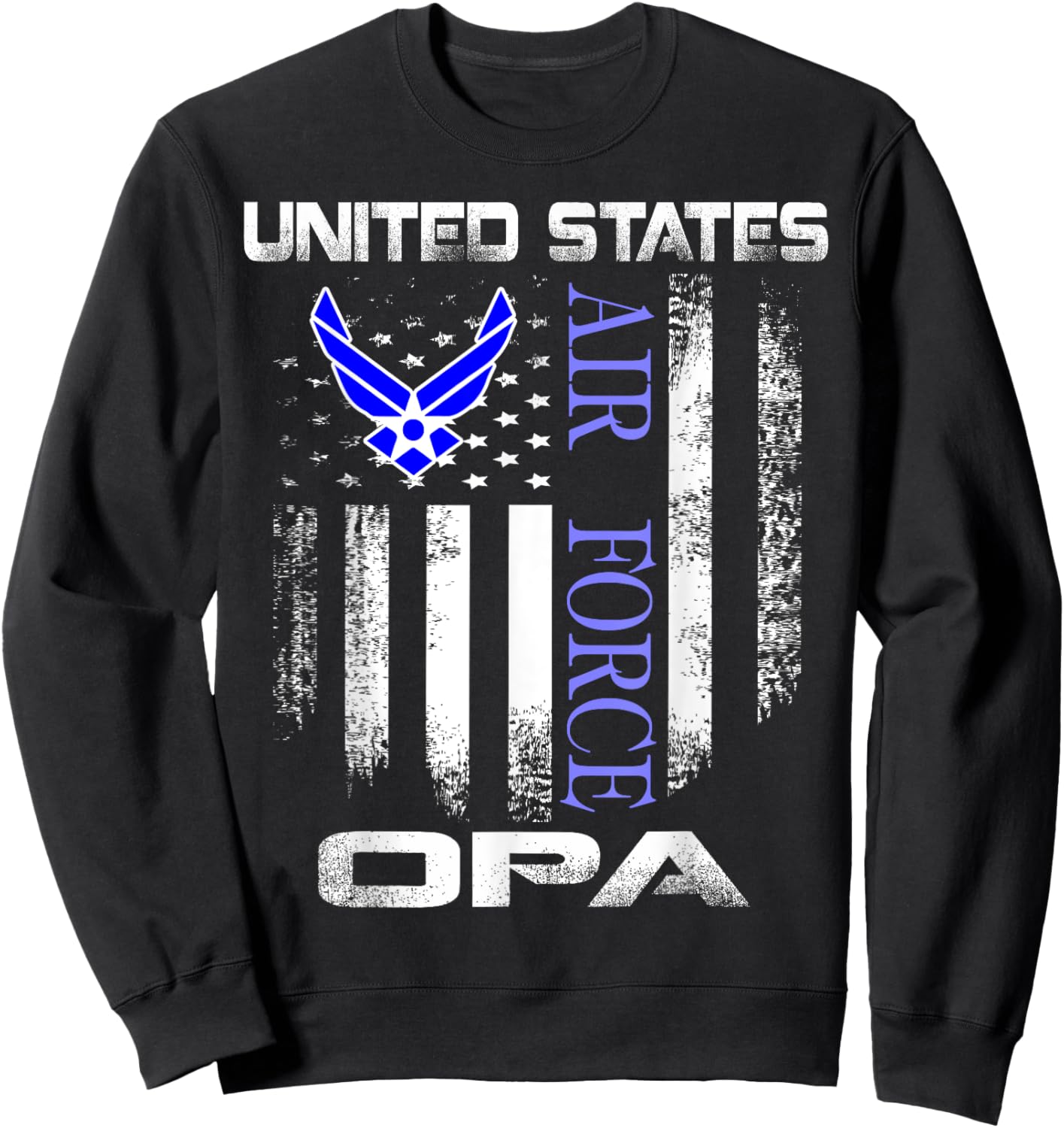 Vintage United States Air Force Opa With American Flag Sweatshirt - Sweatshirt | Black