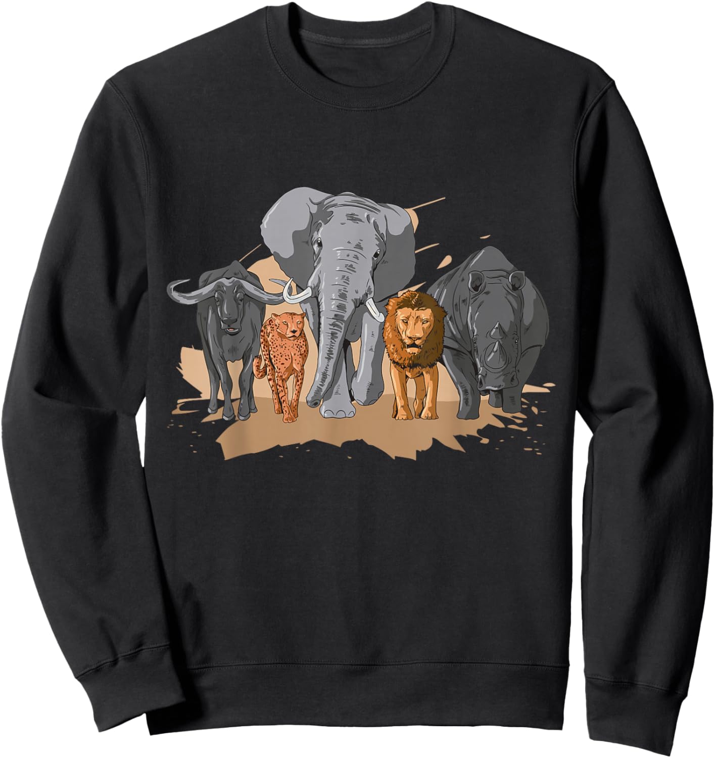 African Big Five Design African Animal Safari Animals Safari Sweatshirt - Sweatshirt | Black