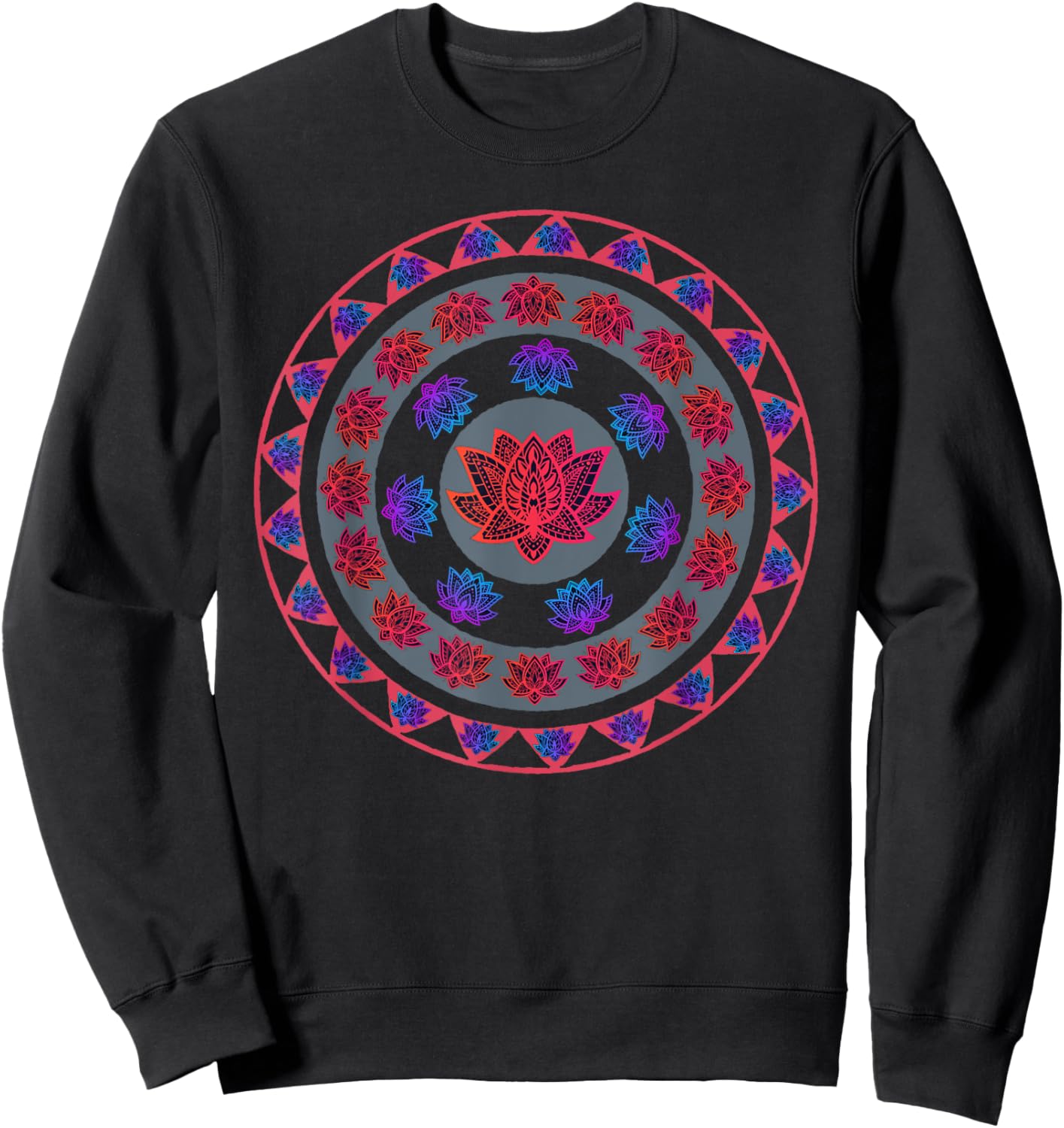 Lotus Flower Sacred Flower Mandala Lotus Design Lotus Flower Sweatshirt - Sweatshirt | Black