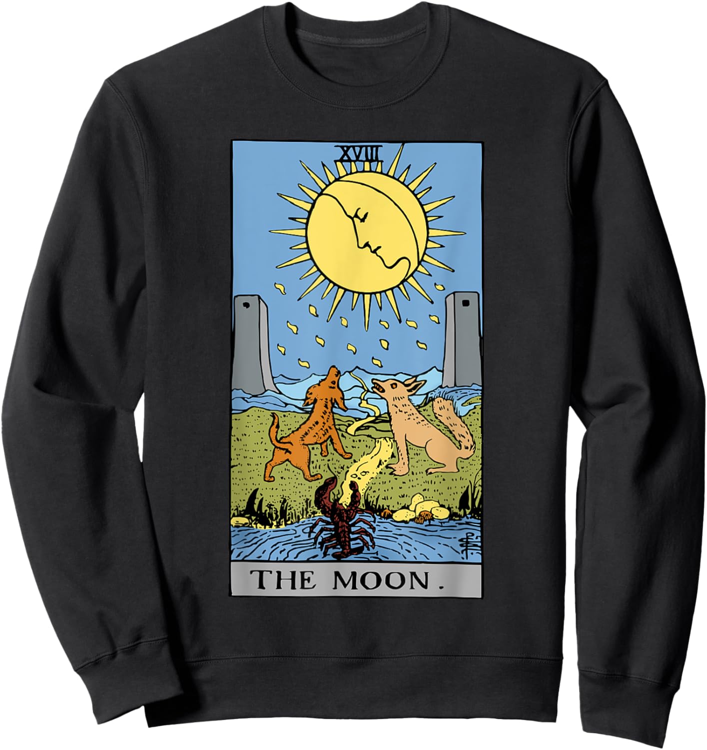 Moon Tarot Card Rider Waite Sweatshirt - Sweatshirt | Black
