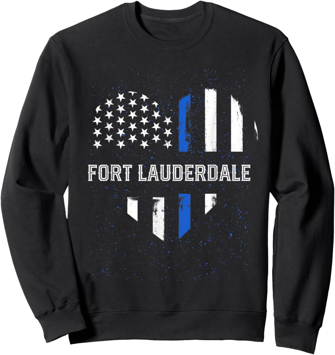 Thin Blue Line Heart Fort Lauderdale Police Officer Sweatshirt - Sweatshirt | Black