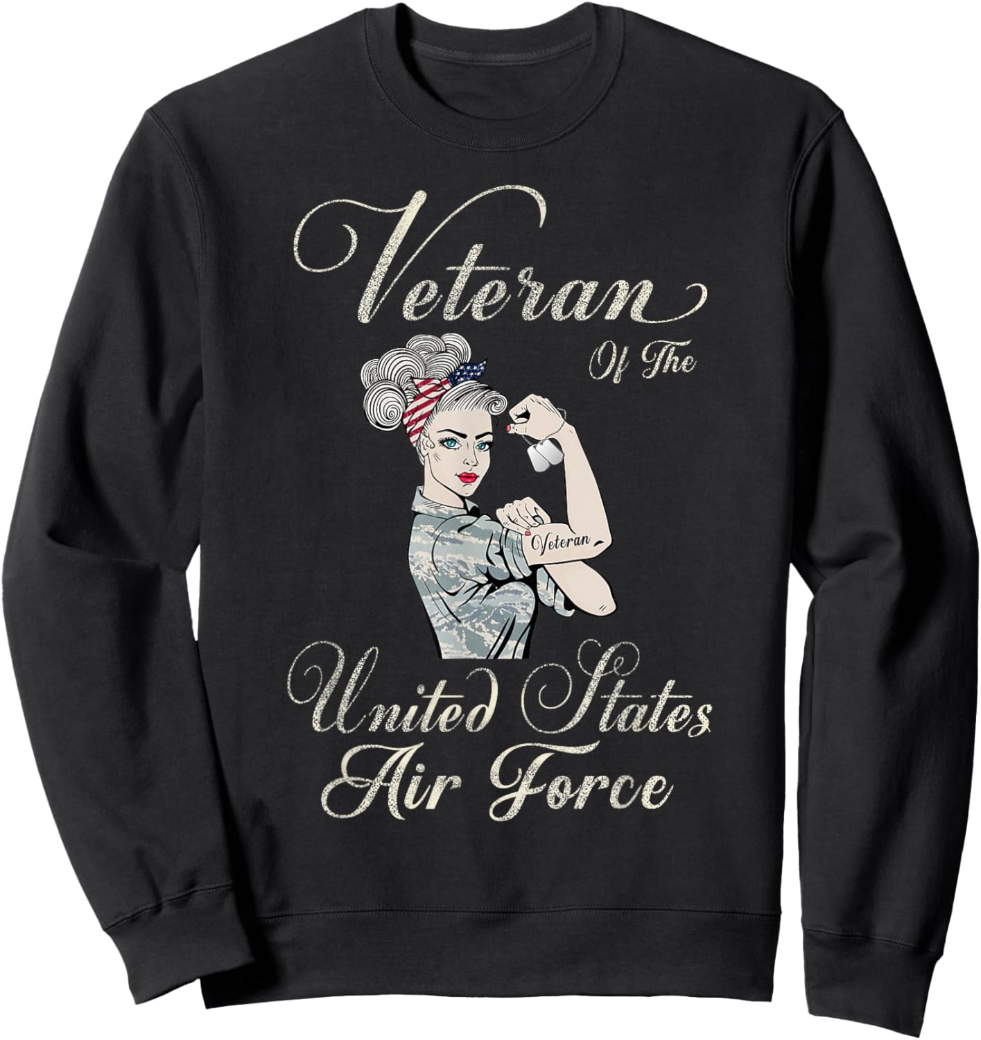Veteran of The US Air Force, Female USAF Proud Sweatshirt - Sweatshirt | Black
