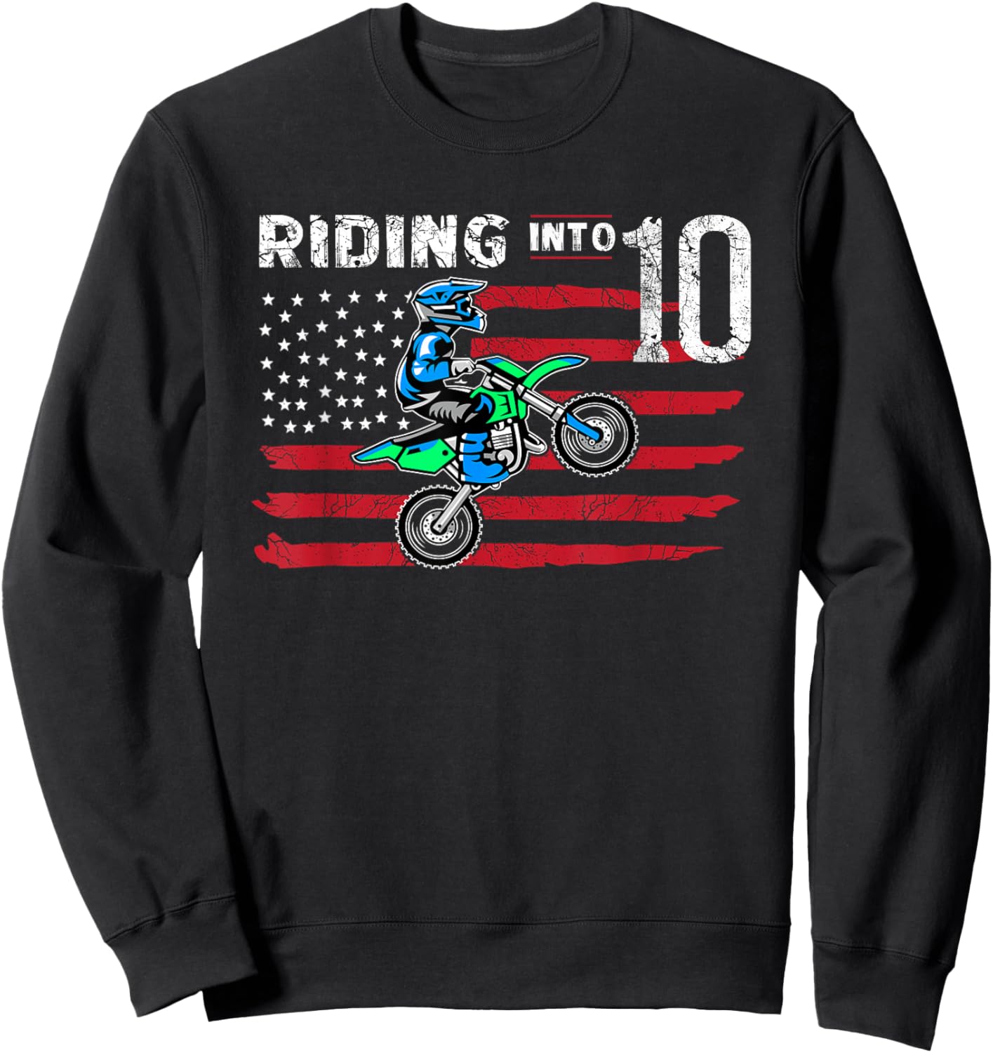 Motocross 10 Years Old Dirt Bike 10th Birthday Party Gift Sweatshirt - Sweatshirt | Black